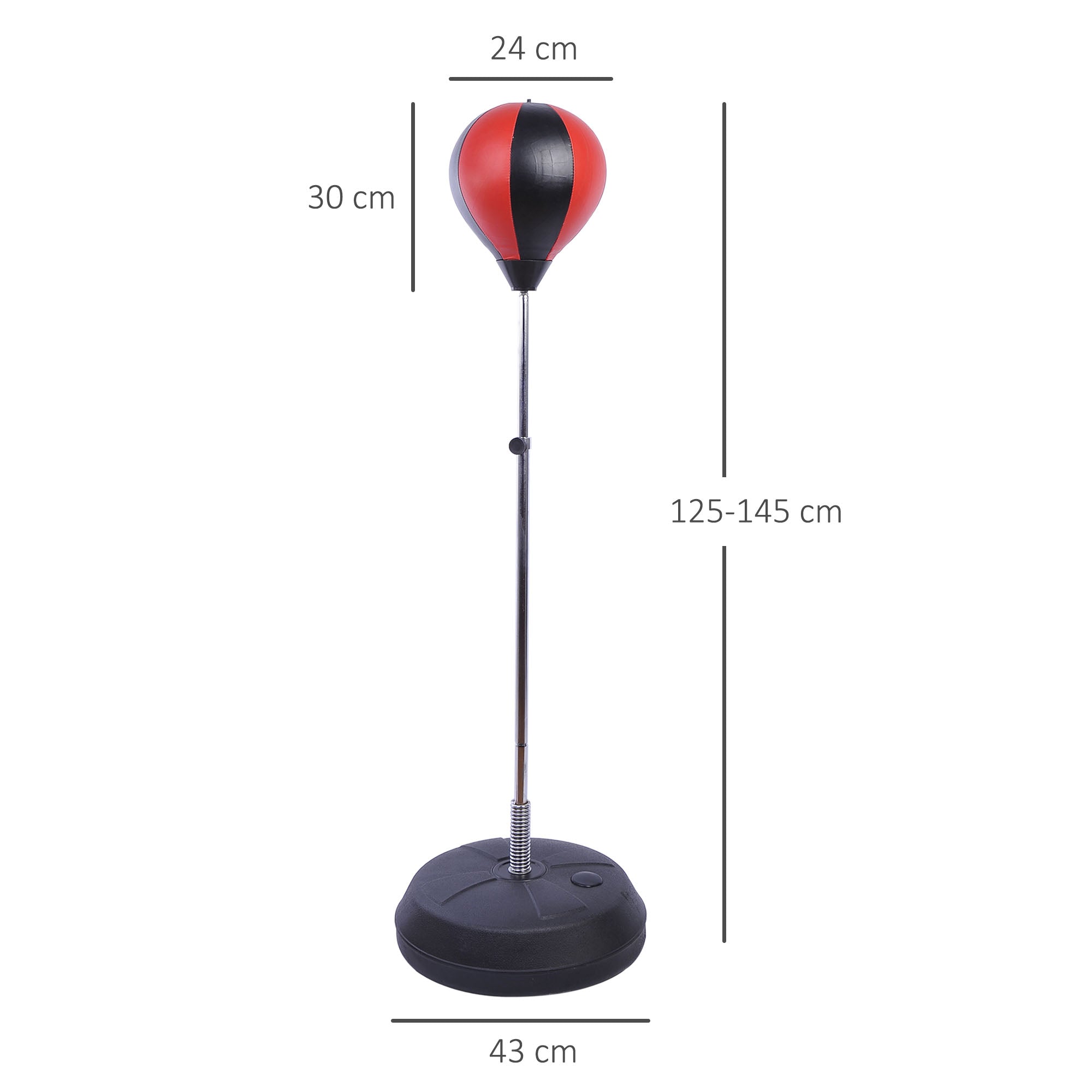 Punching Ball de Boxe Vermelho e Preto Ø43x145 cm - Altura Ajustável