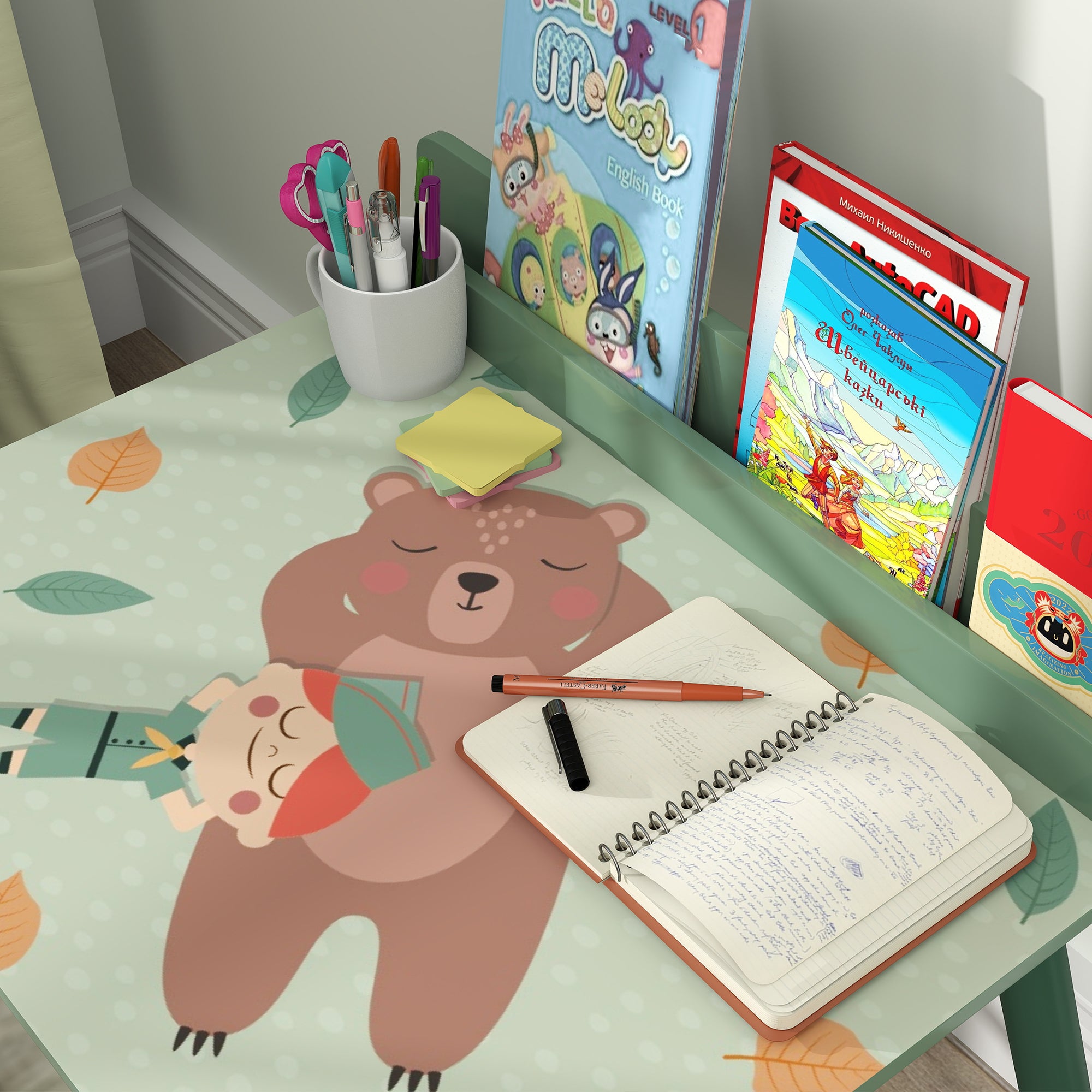 Mesa e Cadeira Infantil Conjunto Verde 60x48x53,5 cm