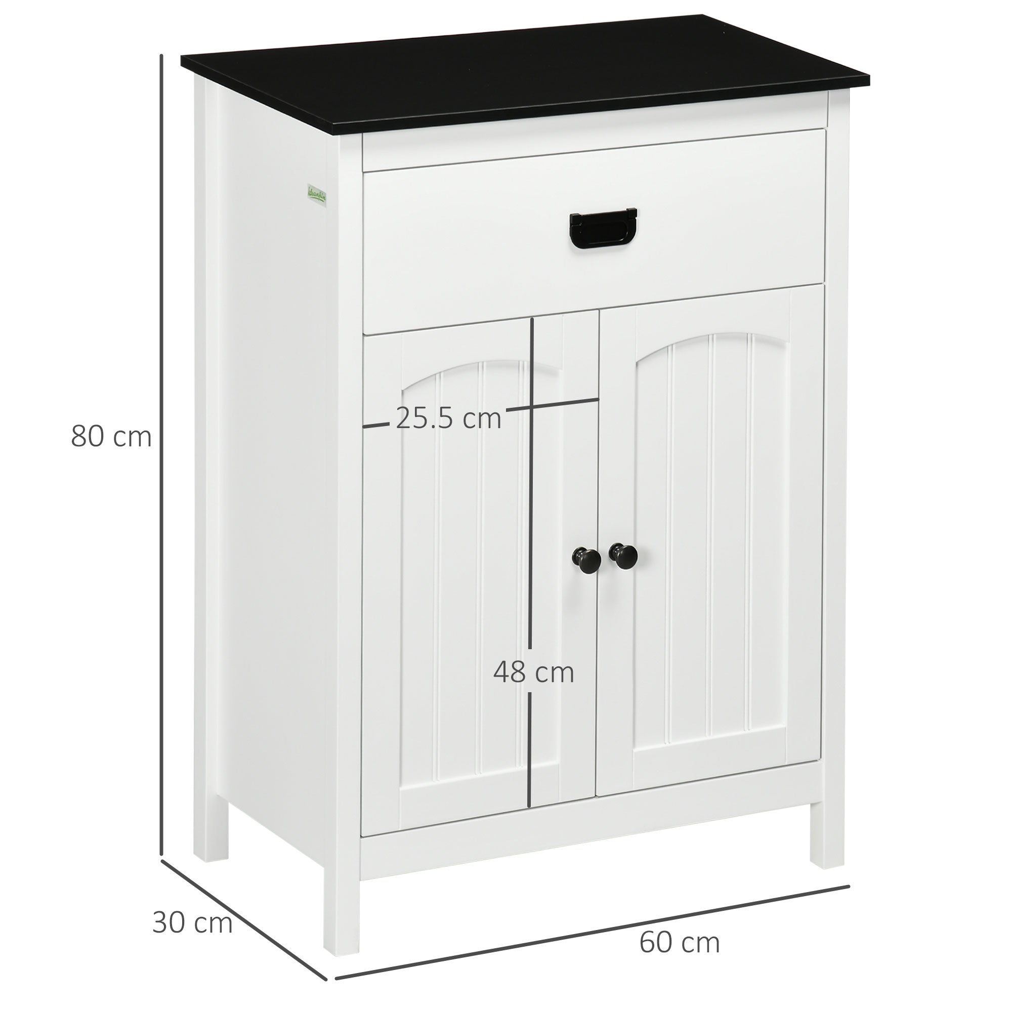 Armário Casa de Banho Auxiliar Moderno 60x30x80cm Branco e Preto