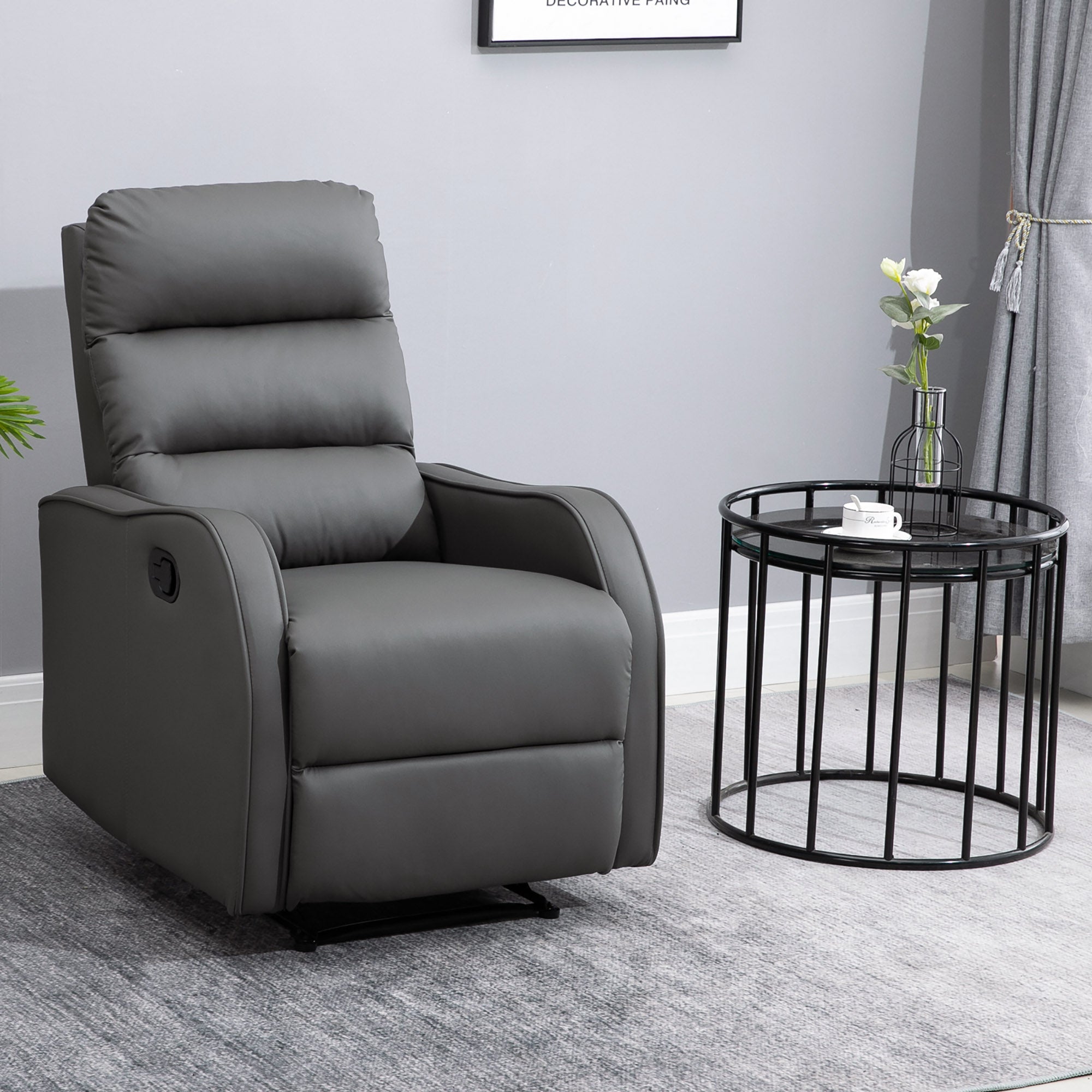 Poltrona Relax Cinzenta 65x89x100cm - Reclinação até 160°
