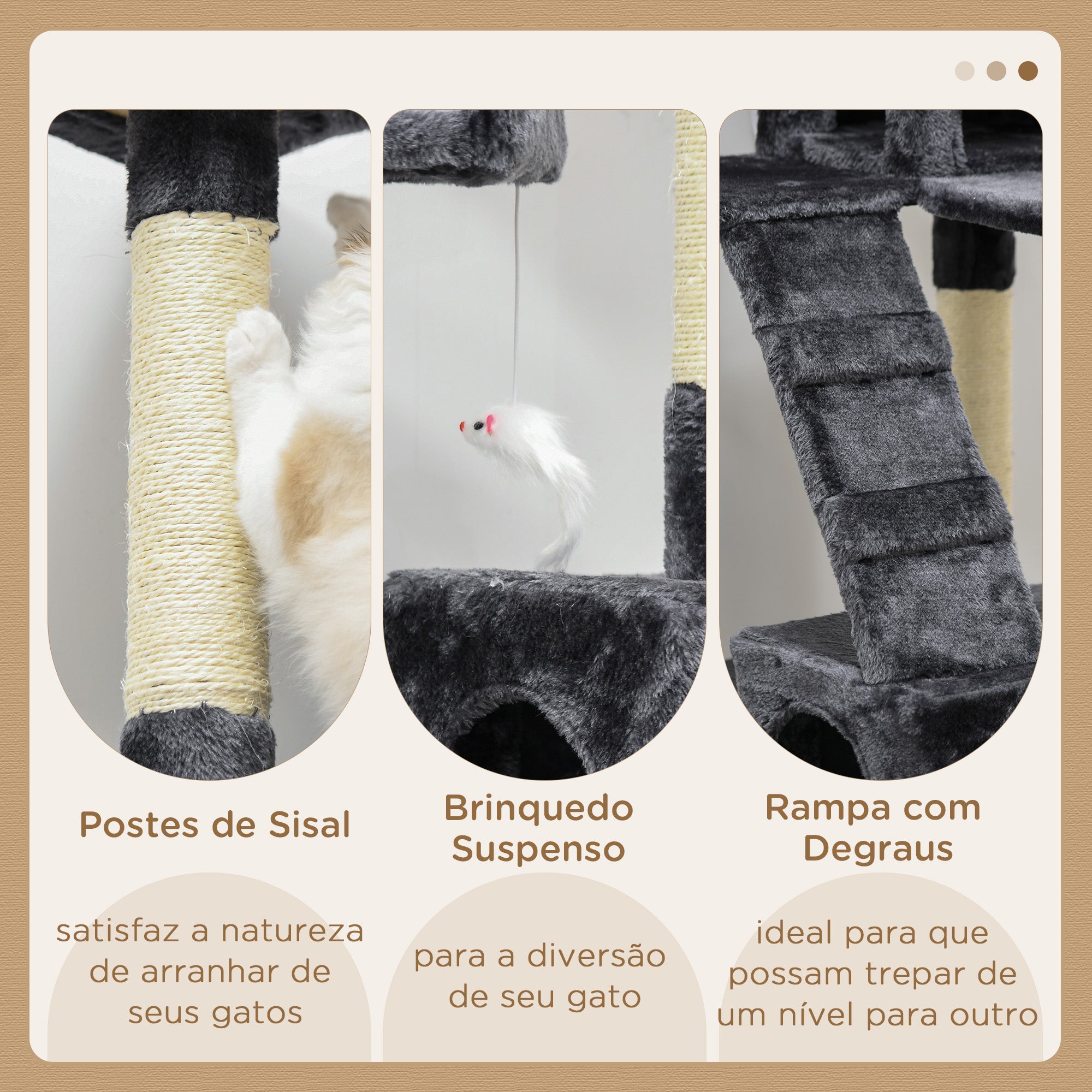 Arranhador para Gatos Grande 49x49x173 cm Cinza Escuro