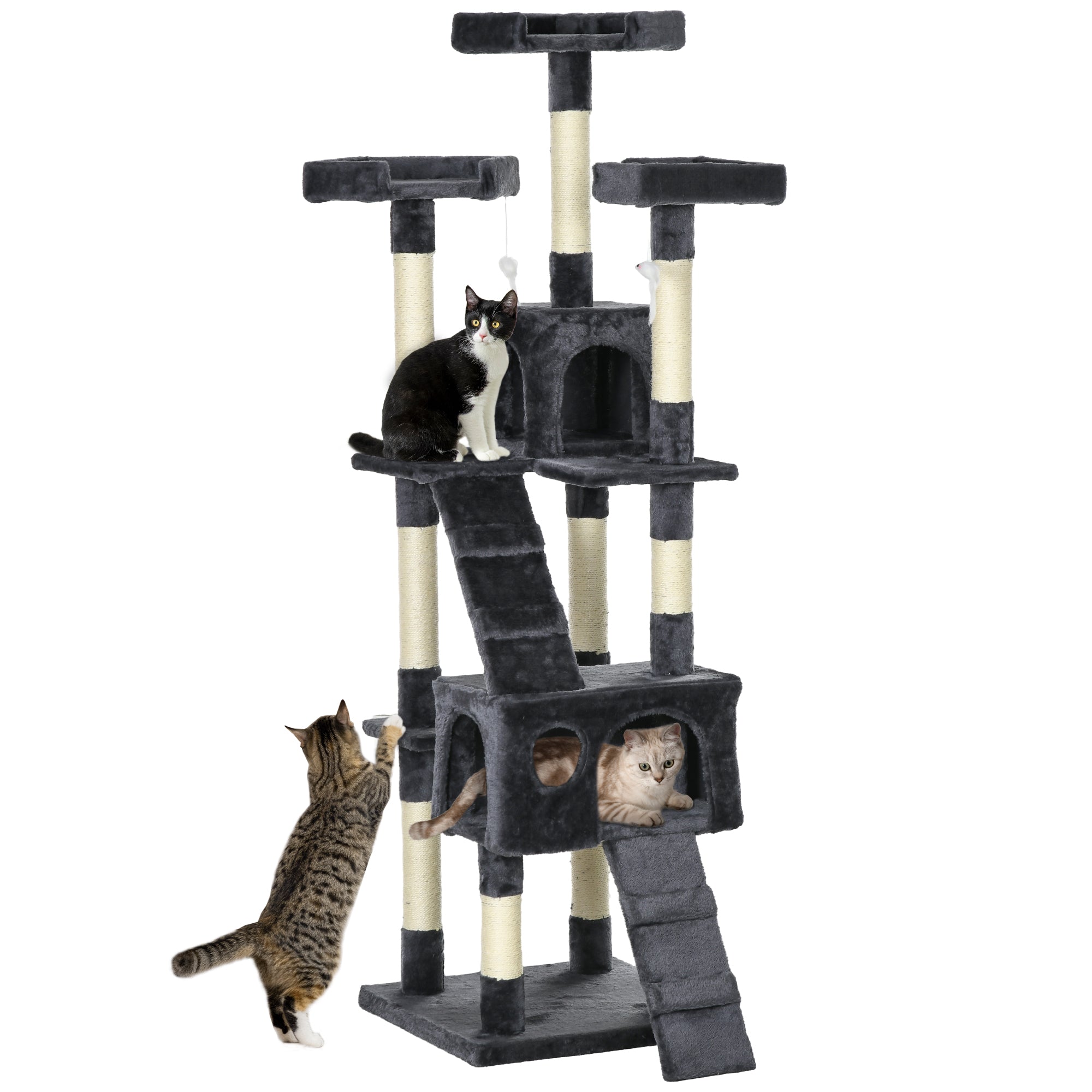 Arranhador para Gatos Grande 49x49x173 cm Cinza Escuro