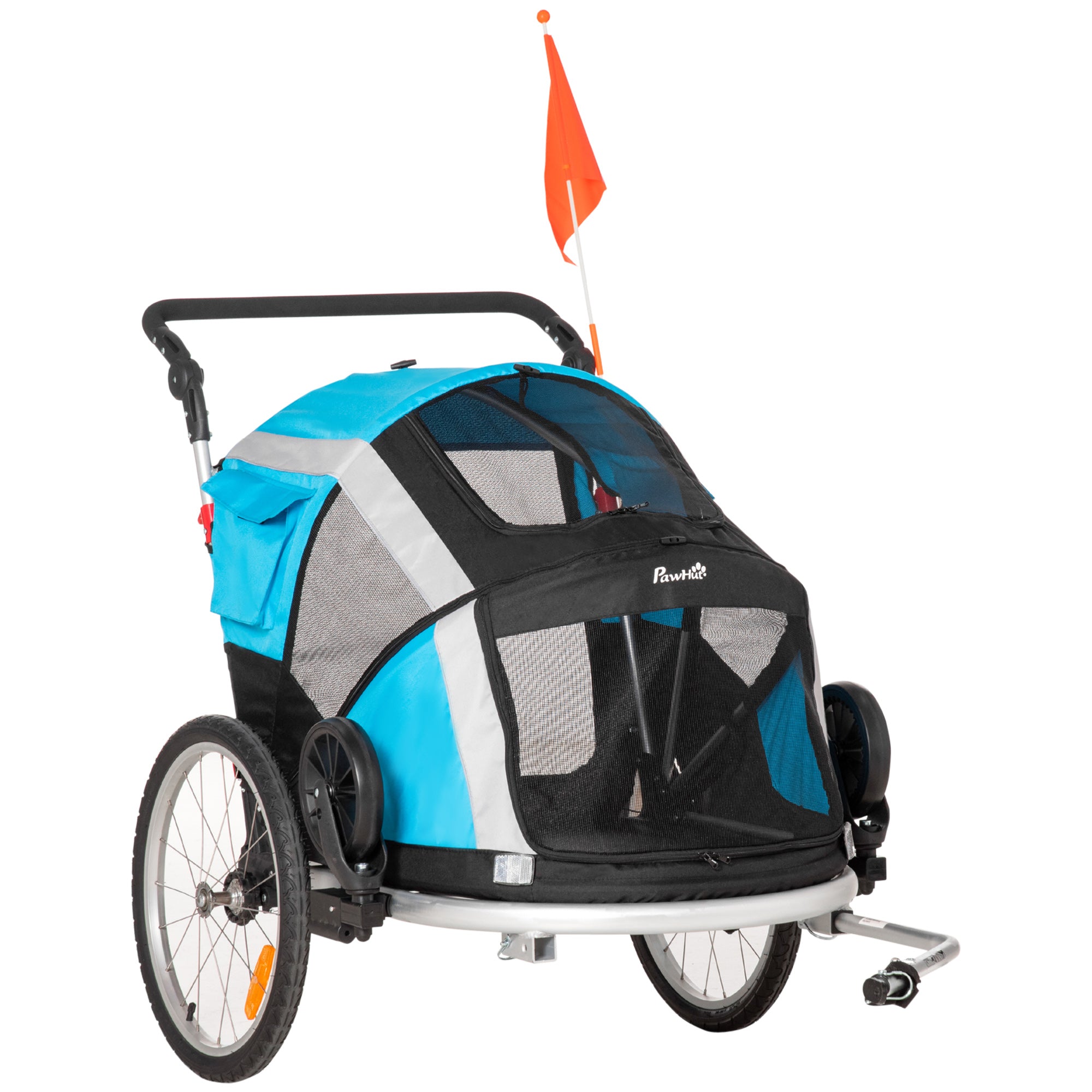Reboque de Bicicleta para Cães Dobrável Azul 150x82x108cm