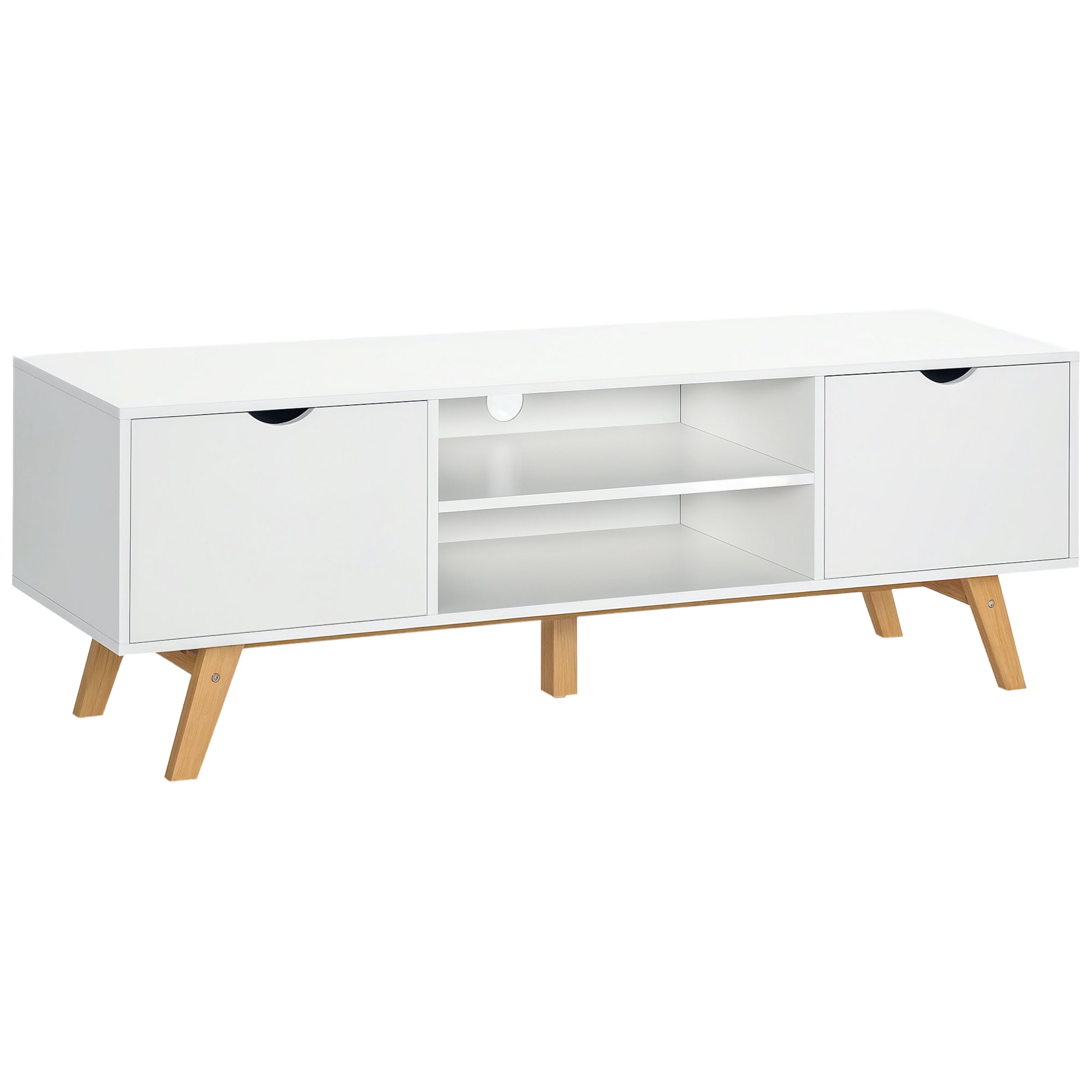 Móvel de TV Minimalista 150x39x50 cm - Branco e Madeira