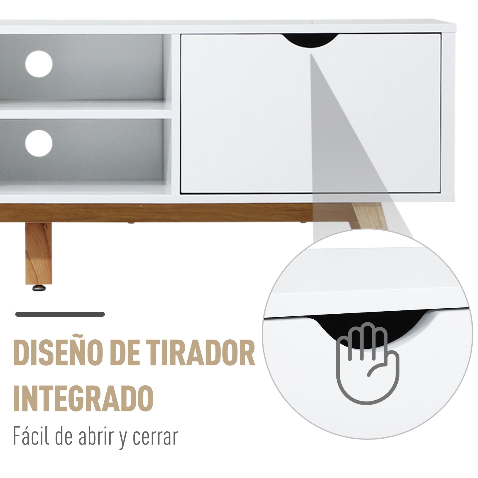 Móvel de TV Minimalista 150x39x50 cm - Branco e Madeira