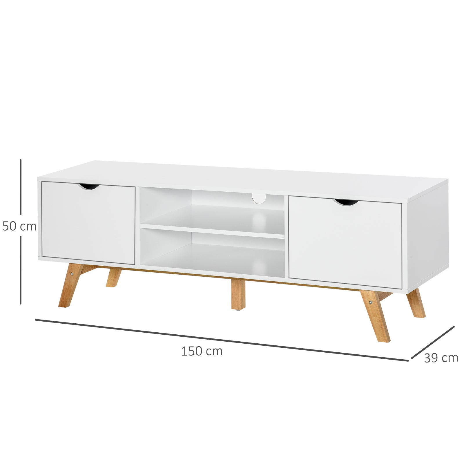Móvel de TV Minimalista 150x39x50 cm - Branco e Madeira