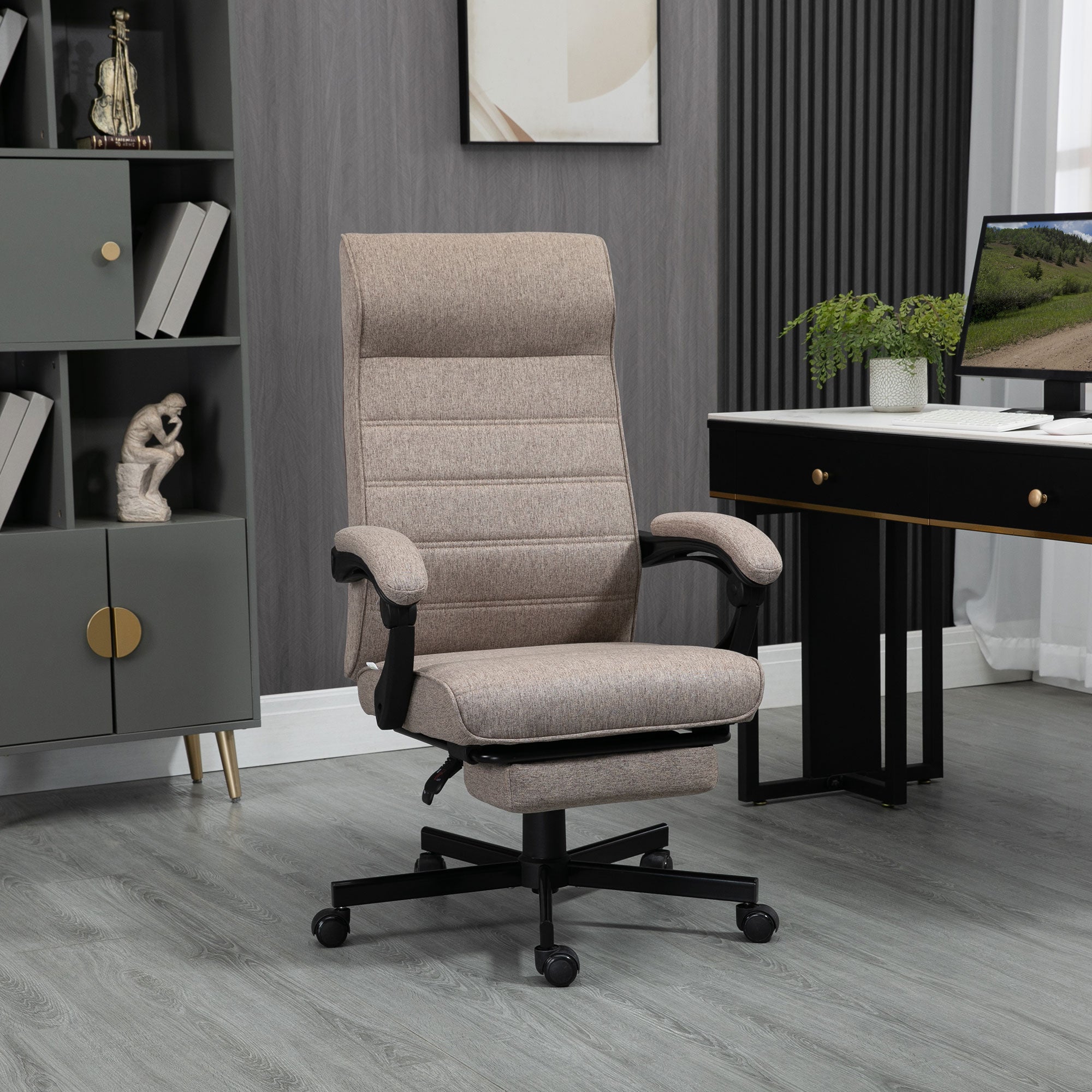 Cadeira de Escritório Reclinável Marrom 68x67x106-114cm
