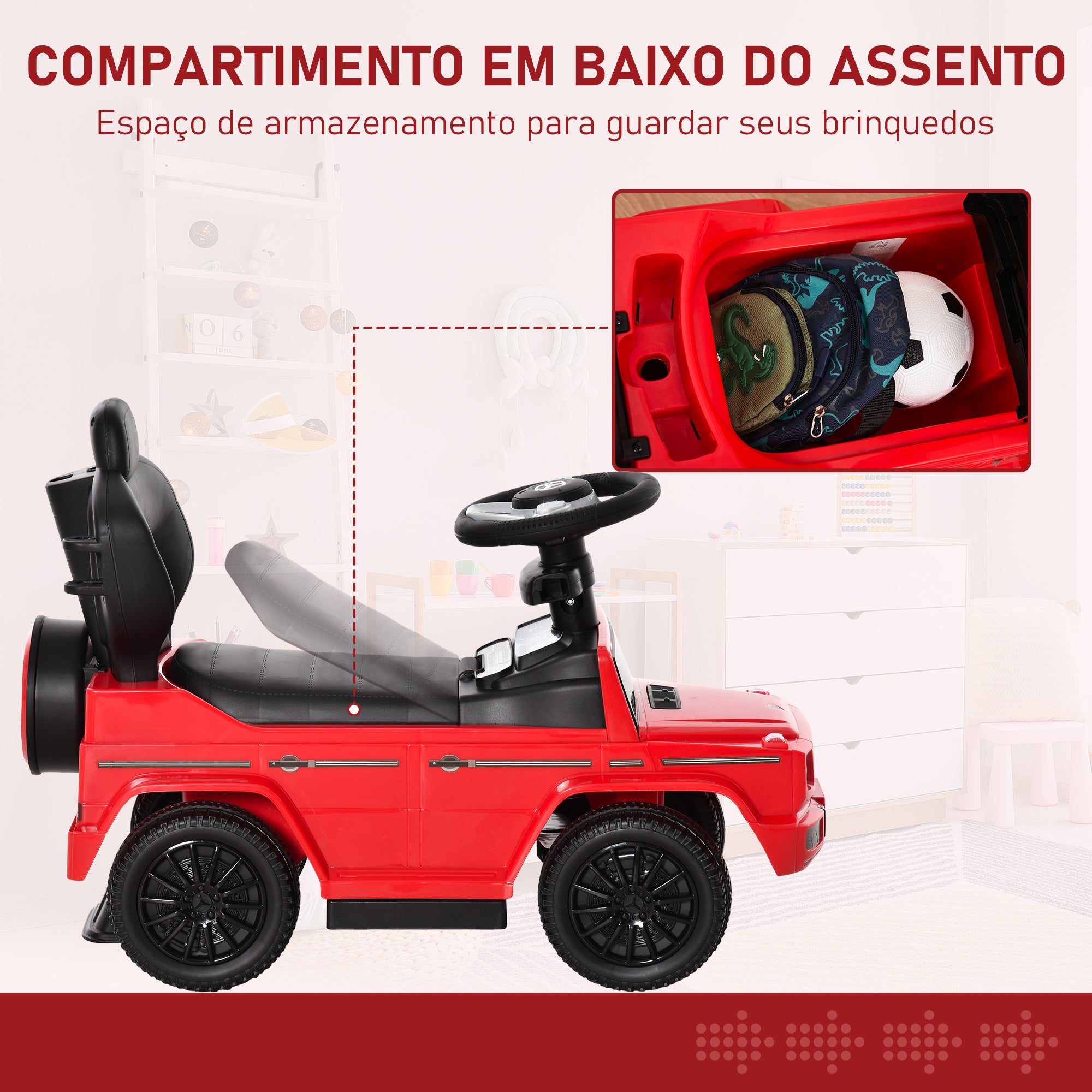 Carro Andador para Crianças 85,5x40,5x95 cm Vermelho