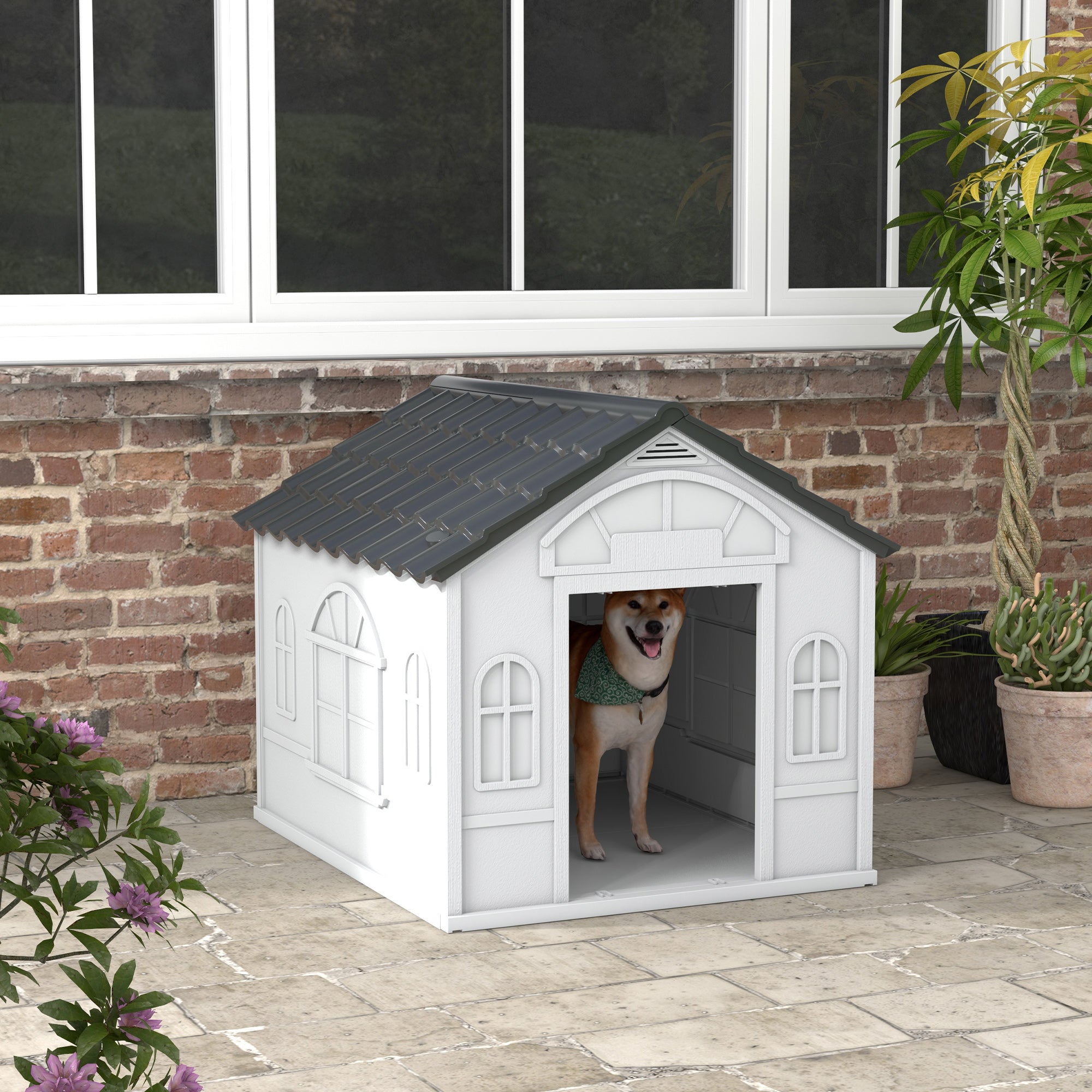 Casa para Cães – 84,2x98,2x82 cm – Cor Cinzento – Plástico