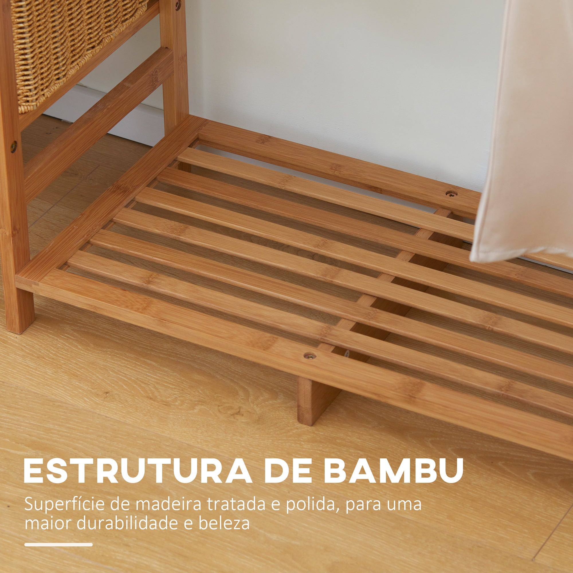 Suporte para Cabides de Bambu com Prateleira de Armazenamento 90x30x145 cm Cor de Madeira Natural