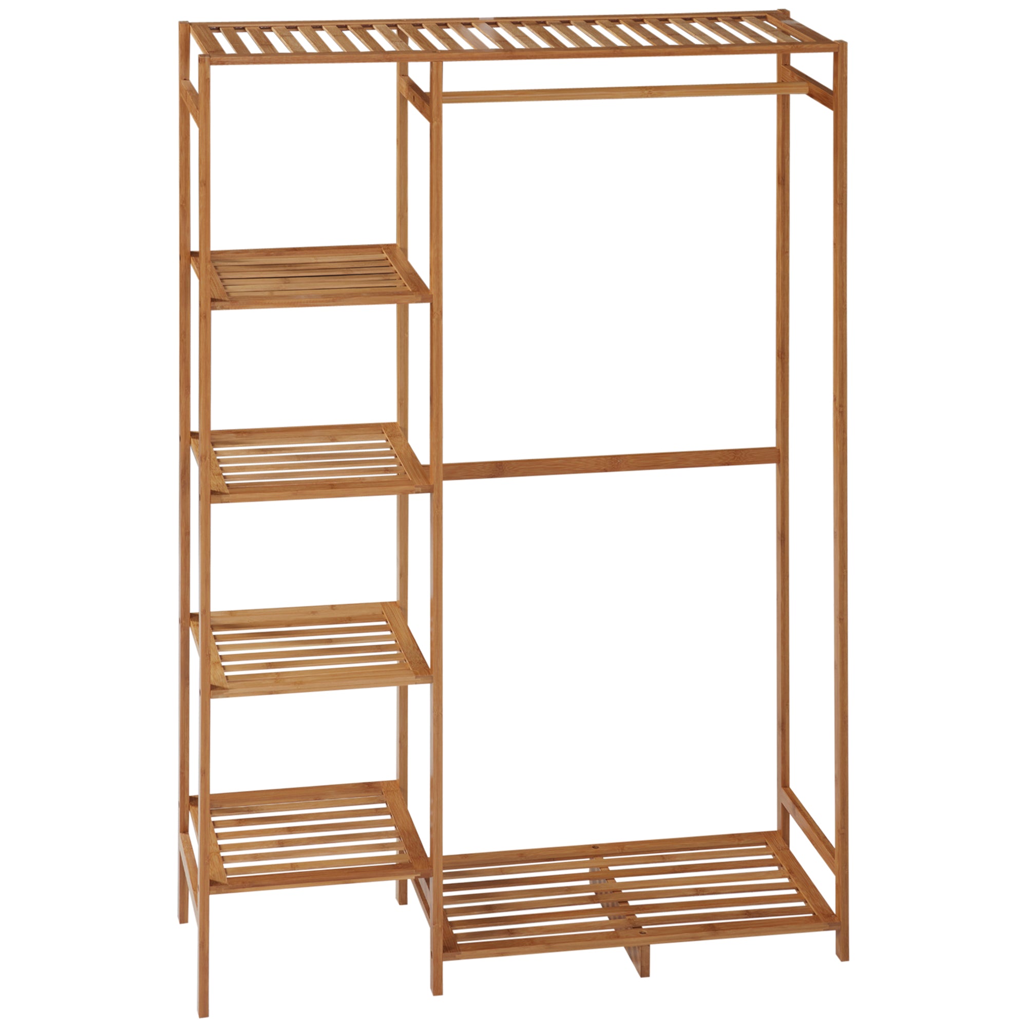 Suporte para Cabides de Bambu com Prateleira de Armazenamento 90x30x145 cm Cor de Madeira Natural