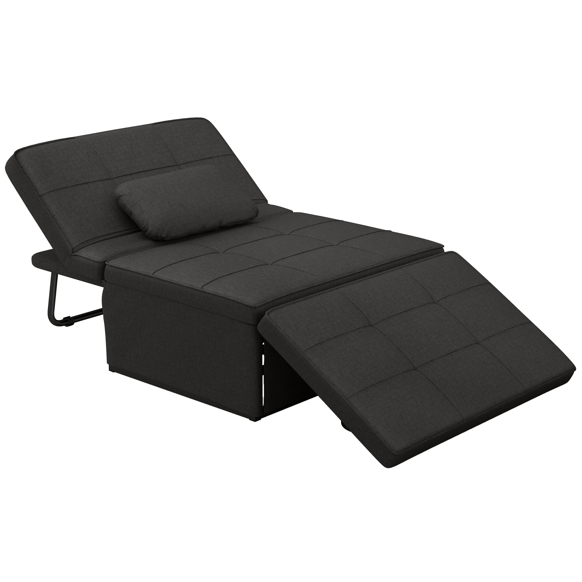 Sofá Cama Individual 3 em 1 Preto 95x189x43 cm