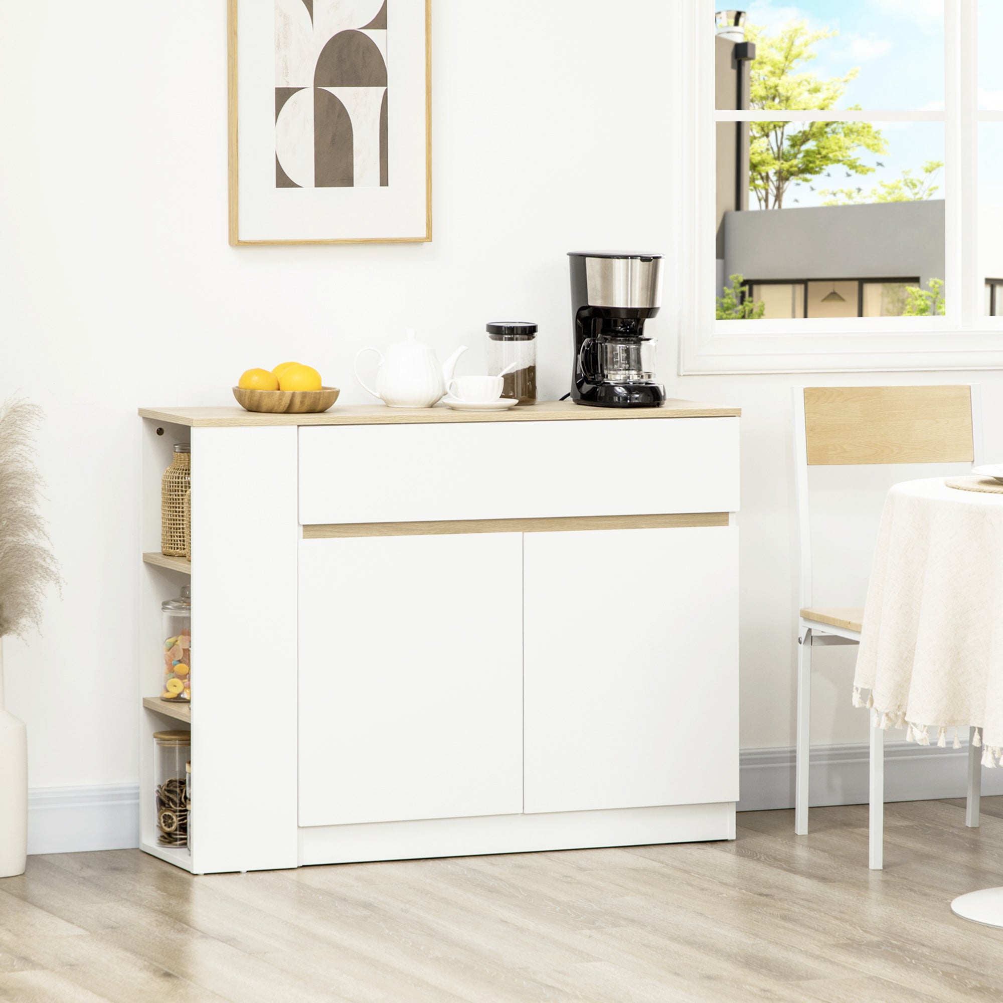 Aparador de Cozinha Branco 110x29,5x82 cm