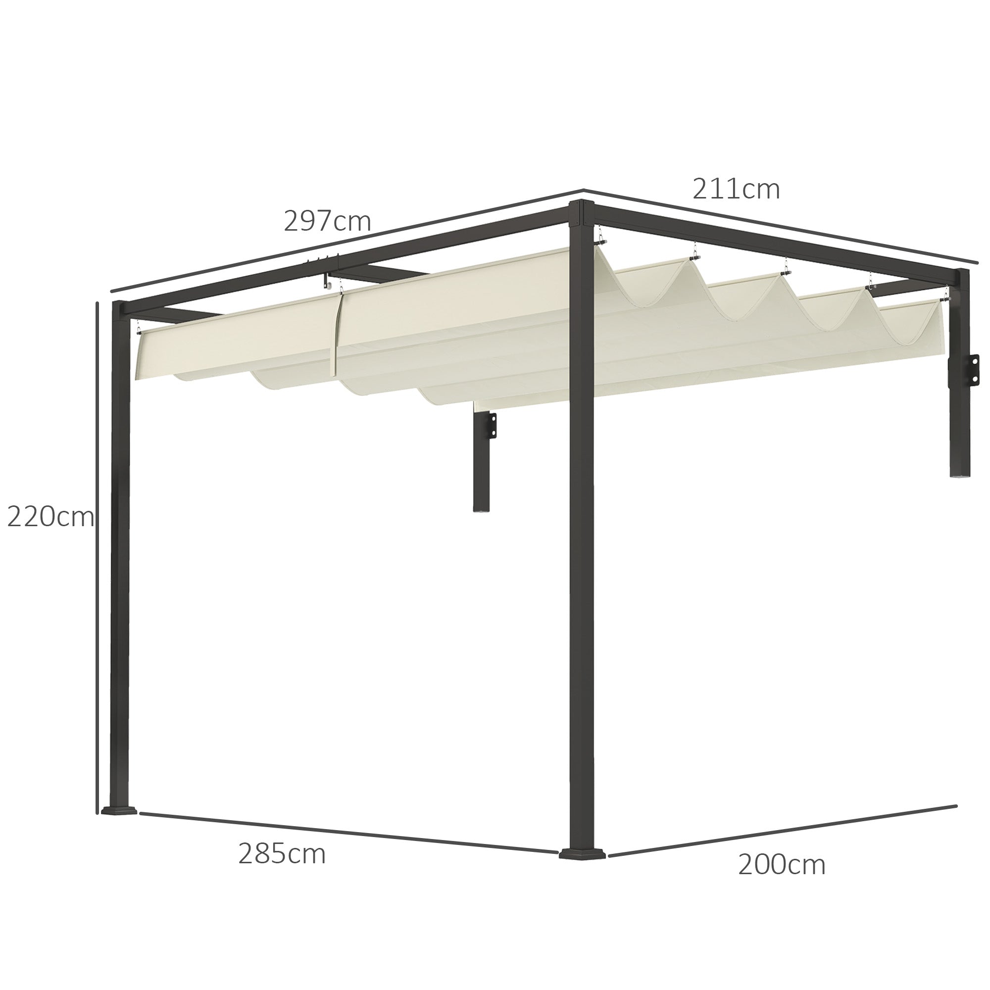 Pérgola de Jardim 297x211x220 cm Cor Creme Branco