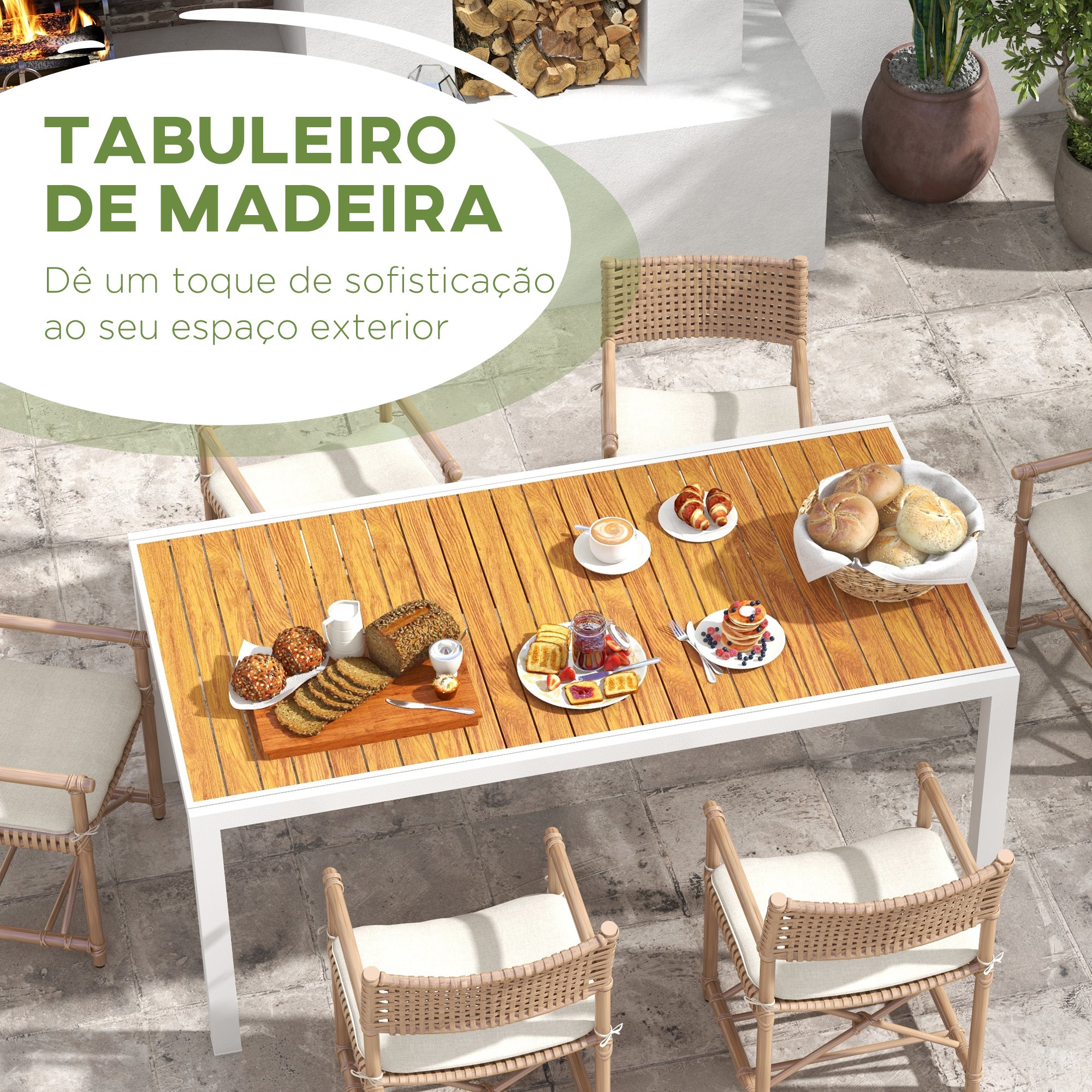 Mesa de Jardim Extensível Castanha 180/240x94x73 cm