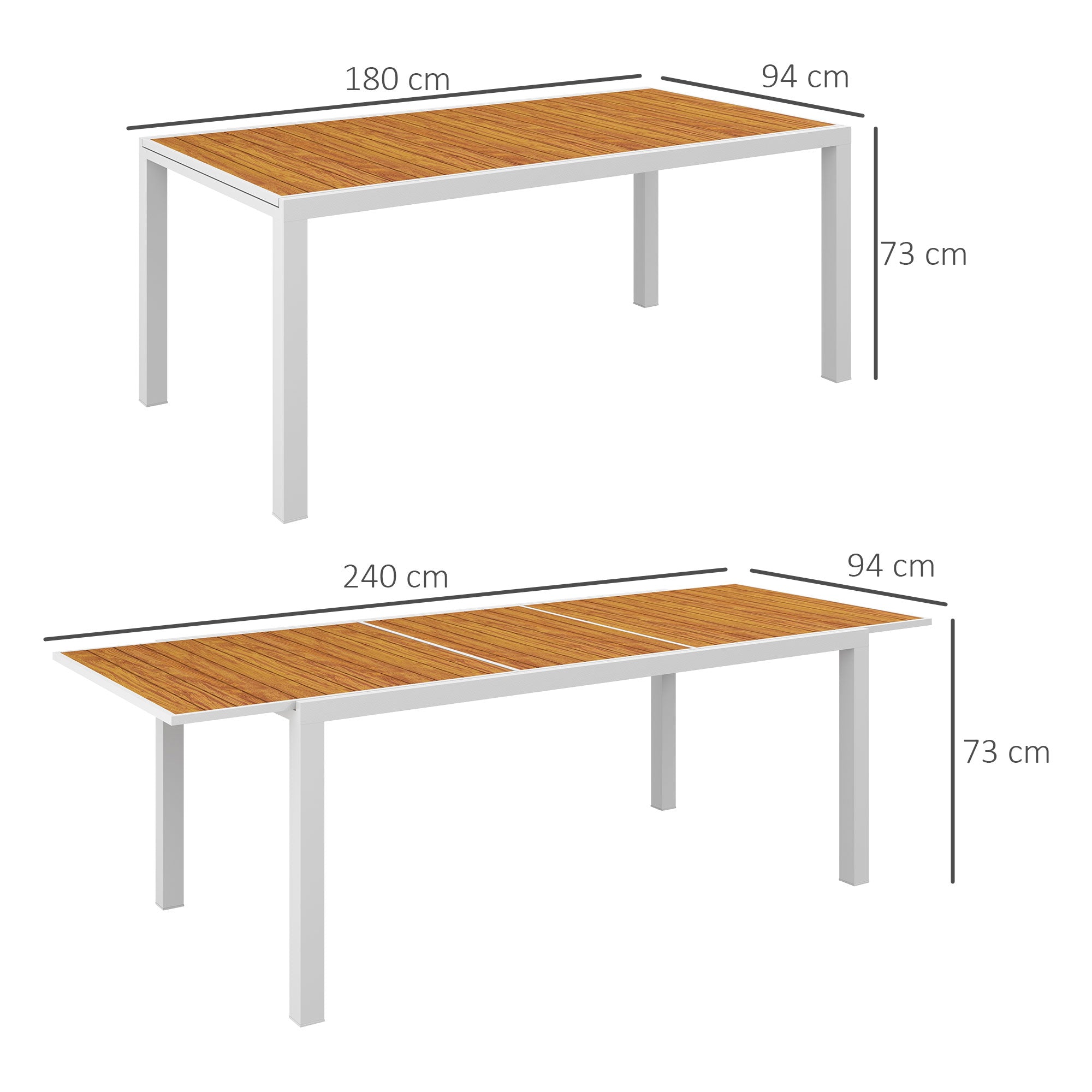 Mesa de Jardim Extensível Castanha 180/240x94x73 cm