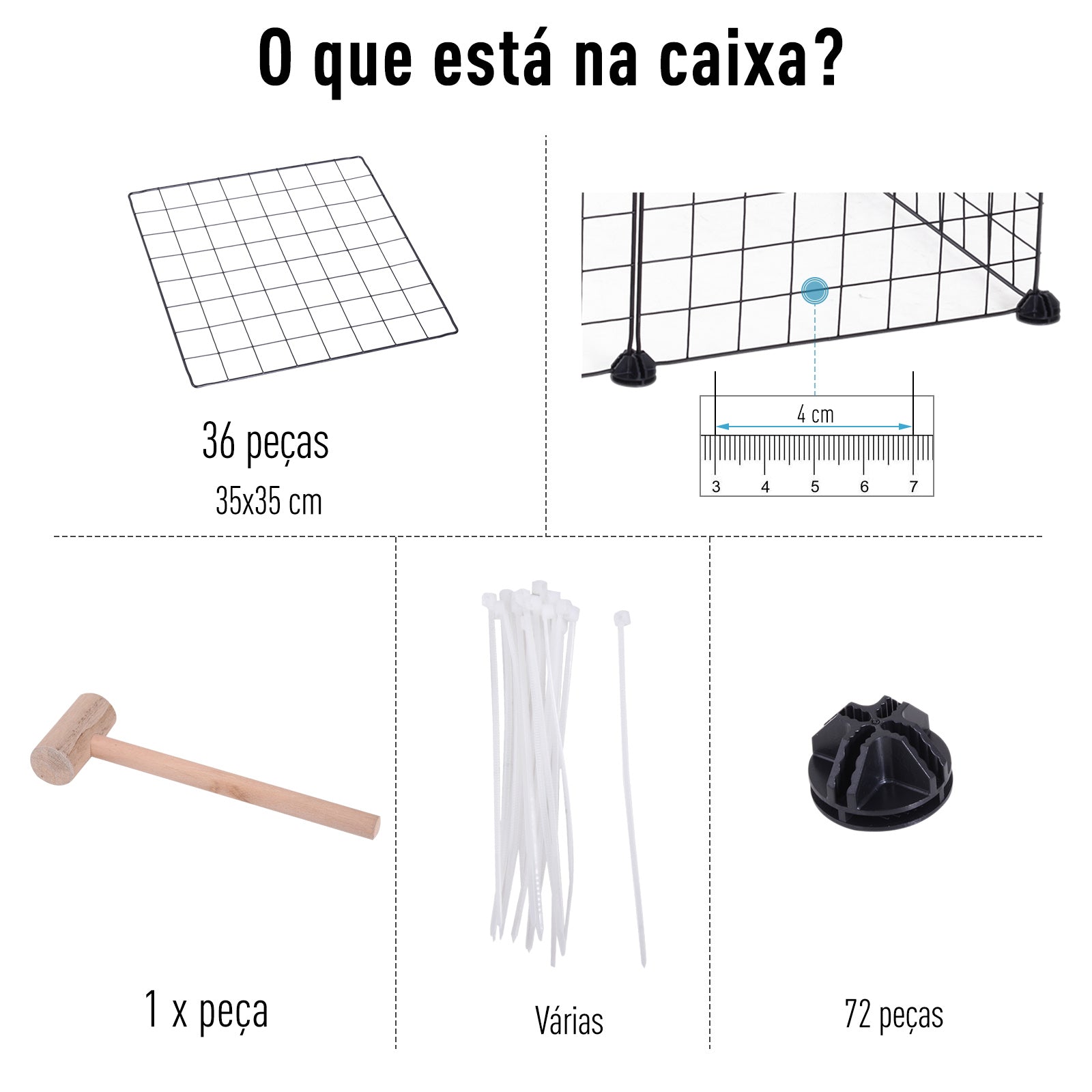 Recinto Metálico para Pequenos Animais - 146x73x73 cm - Preto