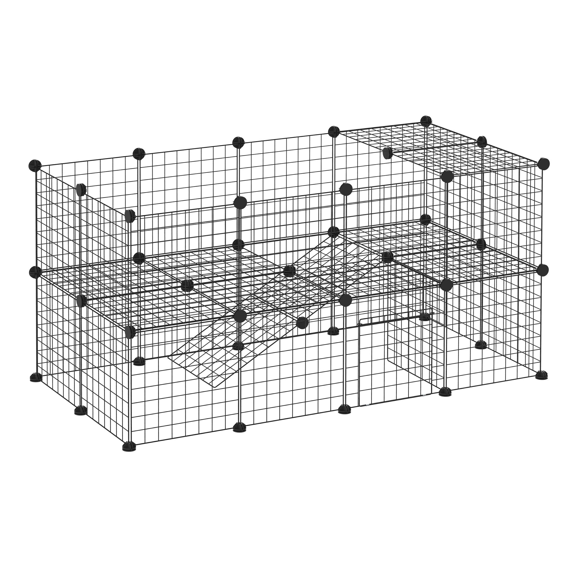 Recinto Metálico para Pequenos Animais - 146x73x73 cm - Preto