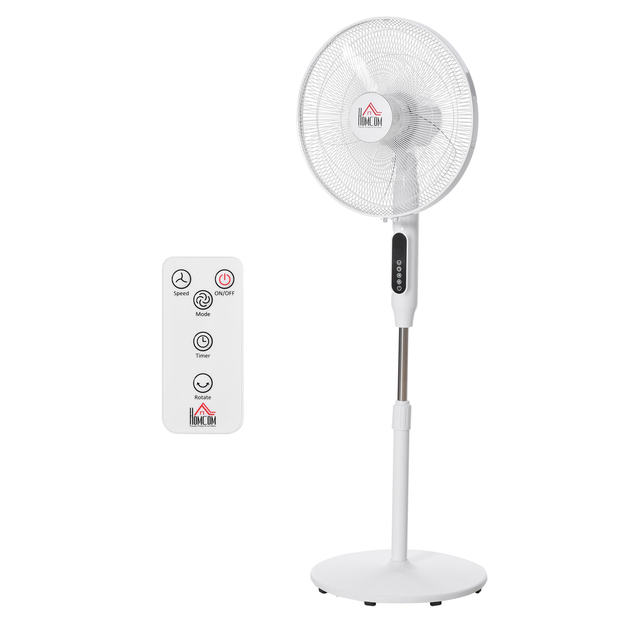 Ventilador de Pé 40cm Preto e Branco Altura Ajustável 118-138cm