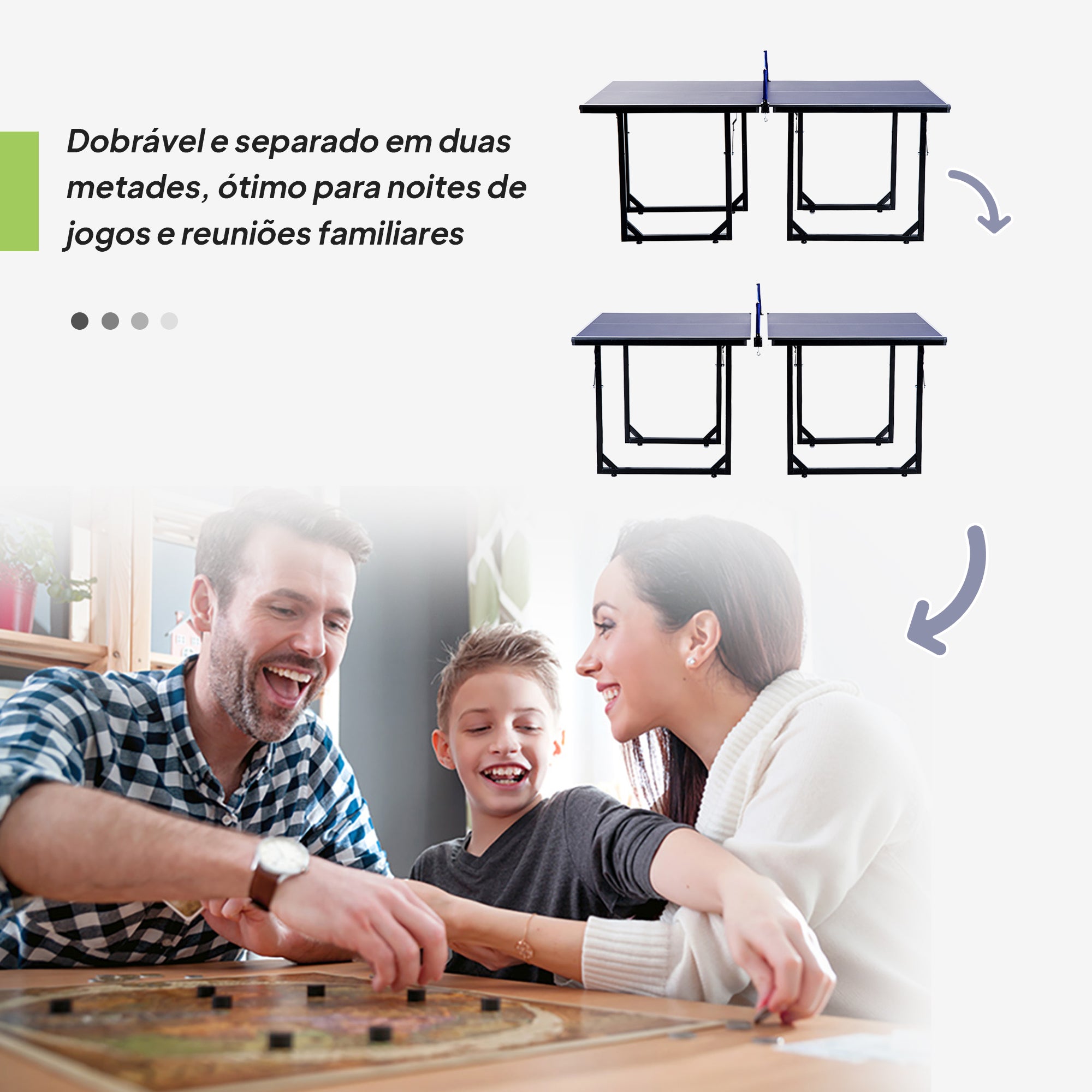 Mesa de Ping Pong Dobrável Profissional – 182x91x76 cm – Azul – MDF e Aço