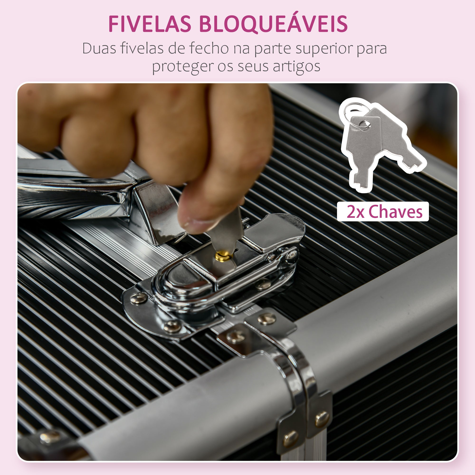 Mala de Maquilhagem Profissional – 36x23x58 cm – Preto – MDF