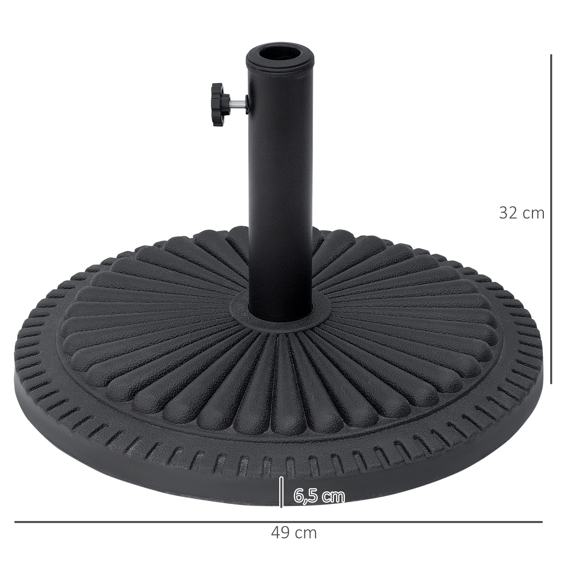 Base para Guarda Sol – Ø49x32 cm – Cor Preto – HDPE, cimento, aço