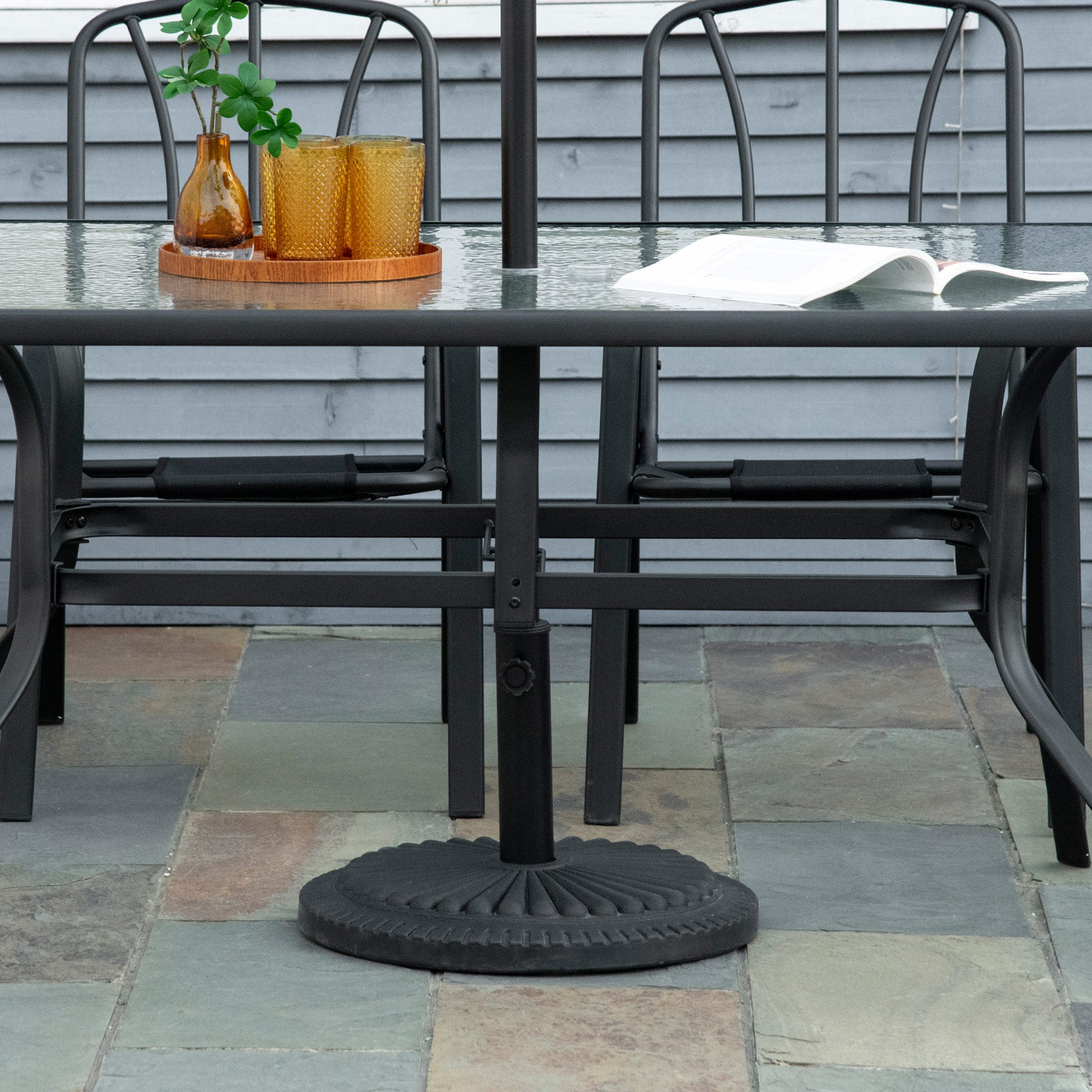 Base para Guarda Sol – Ø49x32 cm – Cor Preto – HDPE, cimento, aço