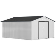 Abrigo de Jardim Metálico 340x386x200 cm - Branco e Cinza Escuro