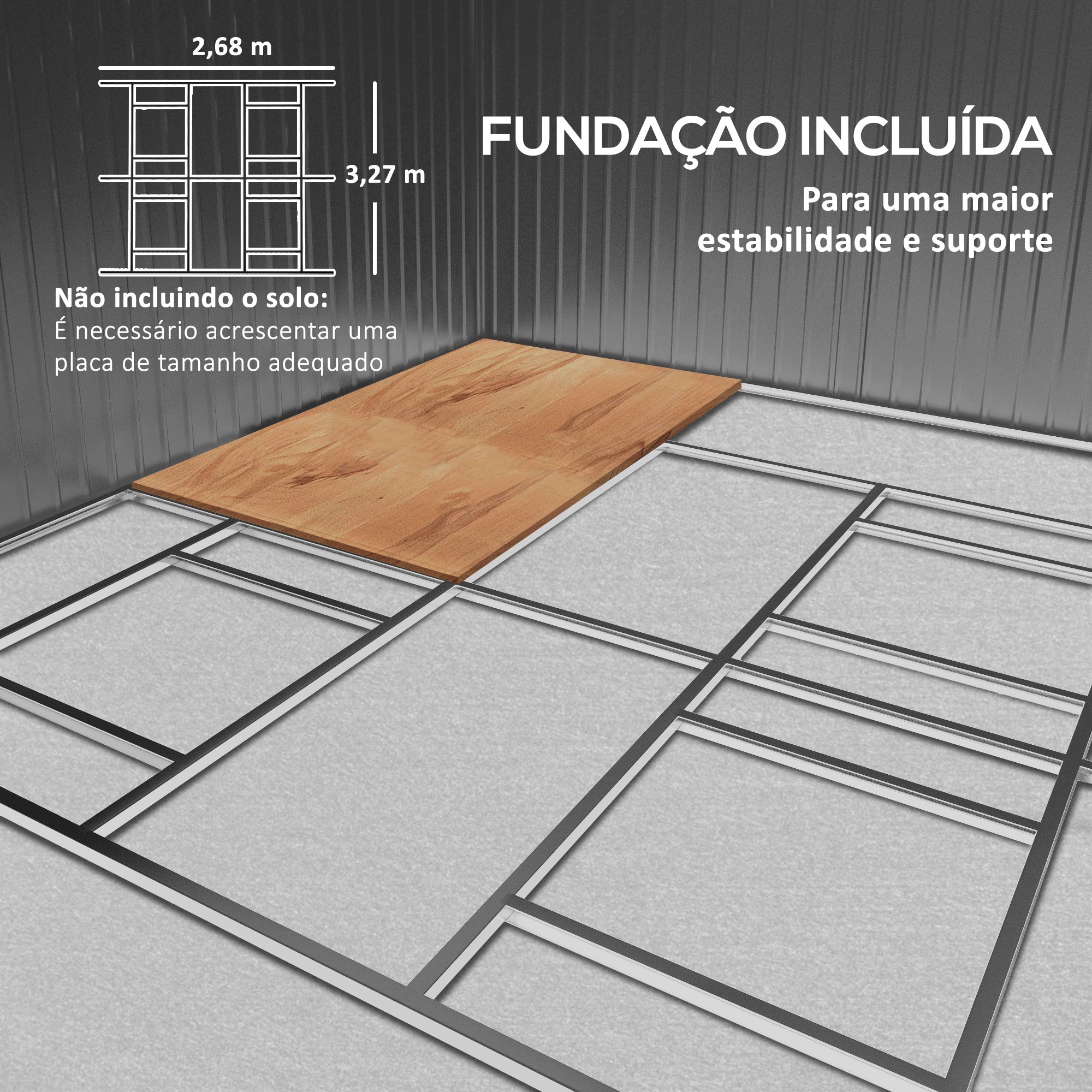 Abrigo de Jardim Metálico 340x386x200 cm - Branco e Cinza Escuro