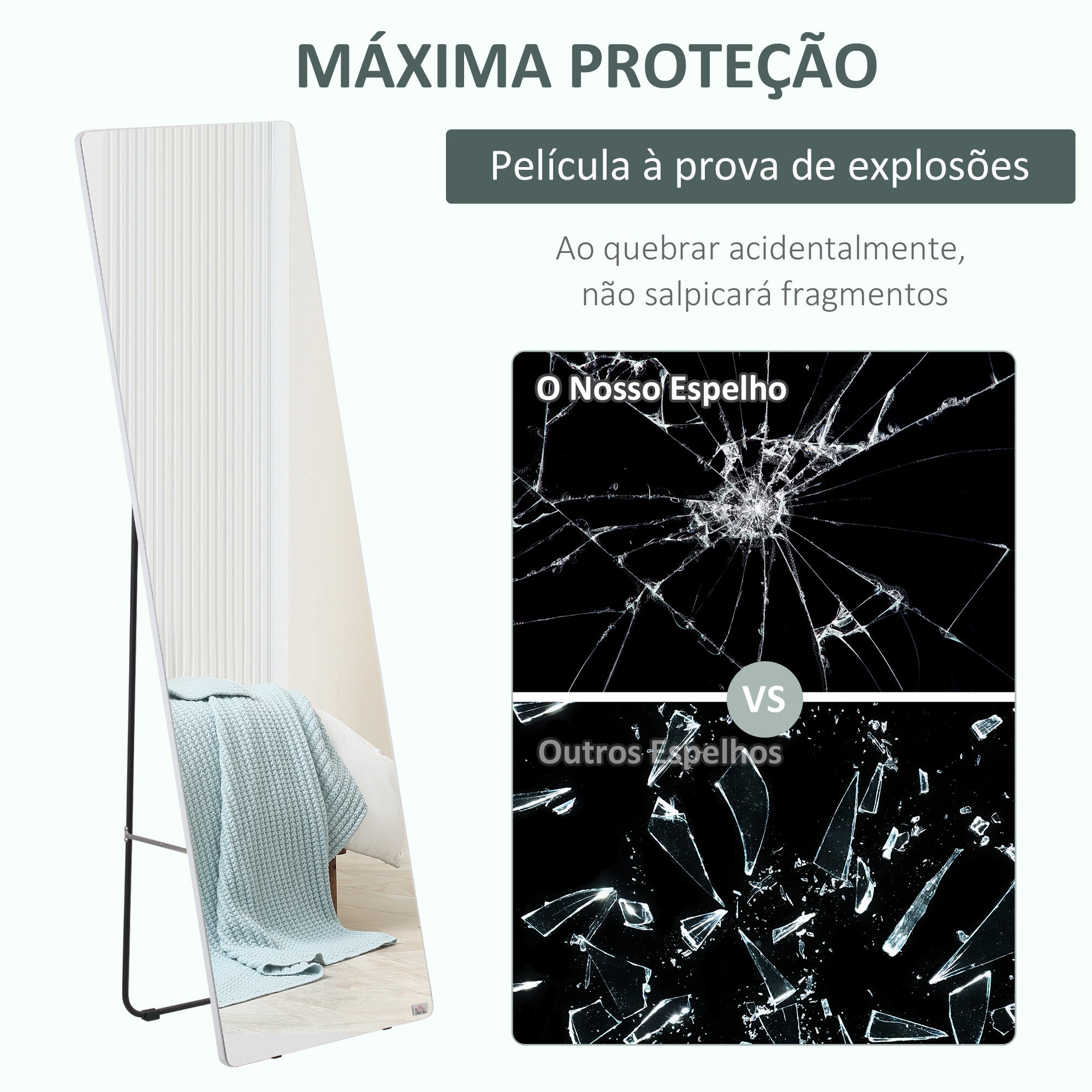 Espelho de Pé Corpo Inteiro Prata 45x37x158,5cm