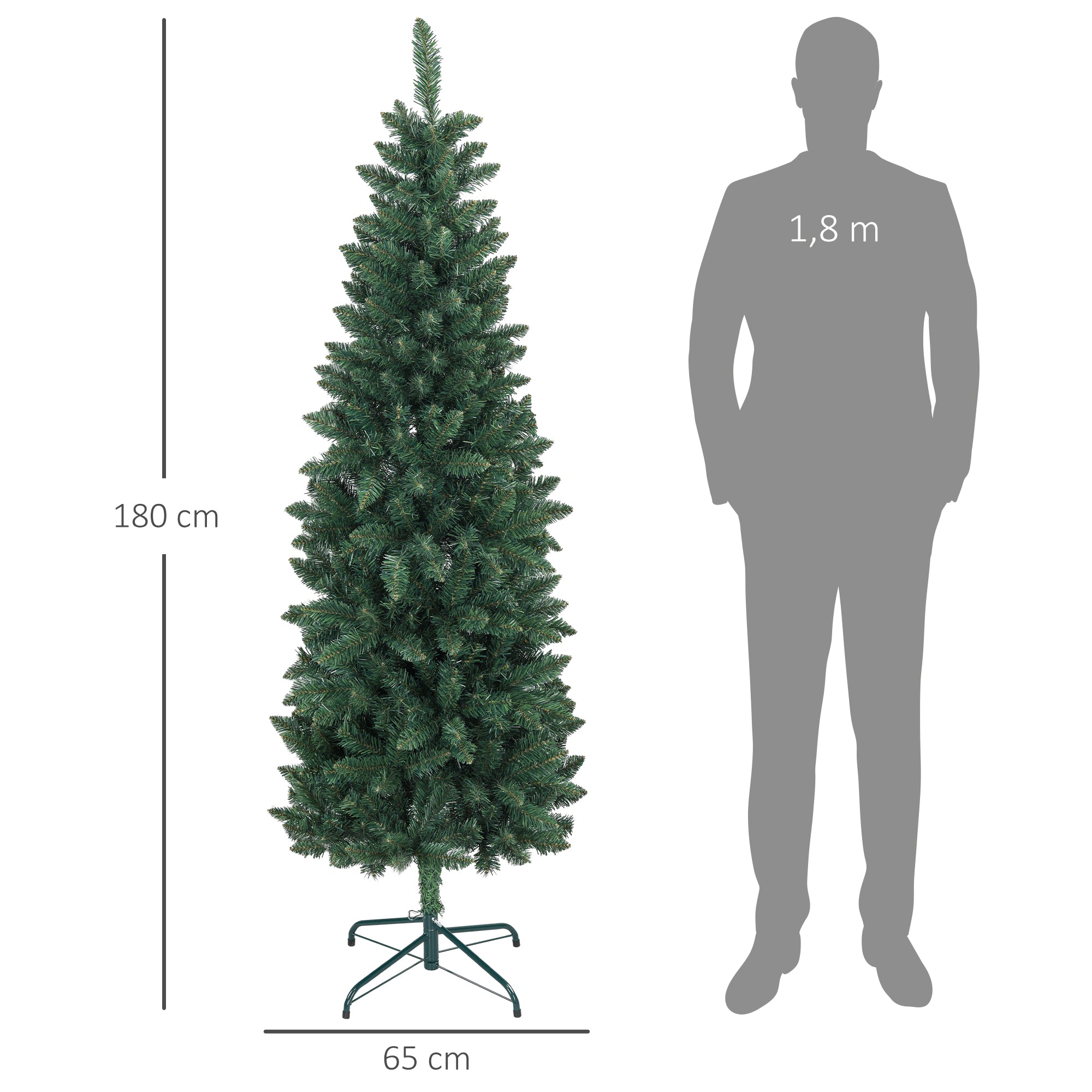 Árvore de Natal Slim 180 cm Verde Ø65x180 cm