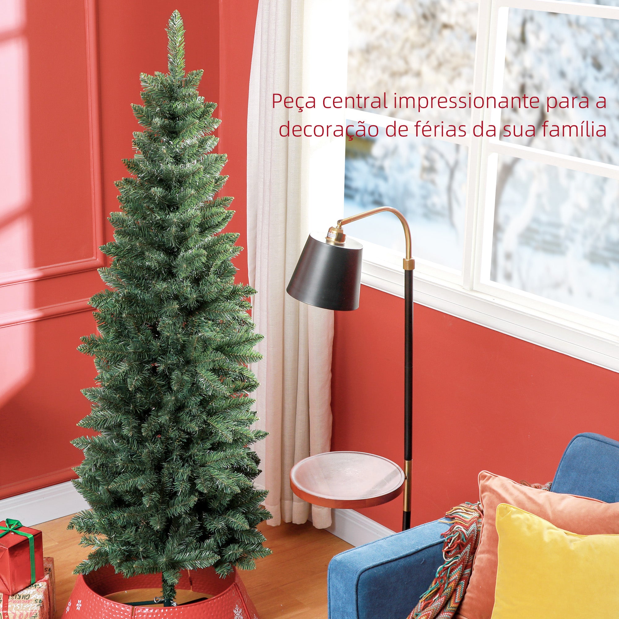 Árvore de Natal Slim 180 cm Verde Ø65x180 cm