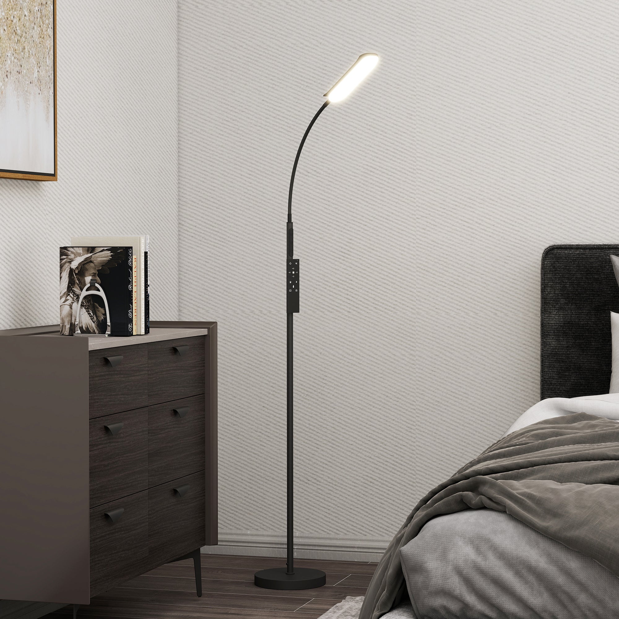 Candeeiro de Pé LED Regulável Ø22x175 cm - Cor Preto