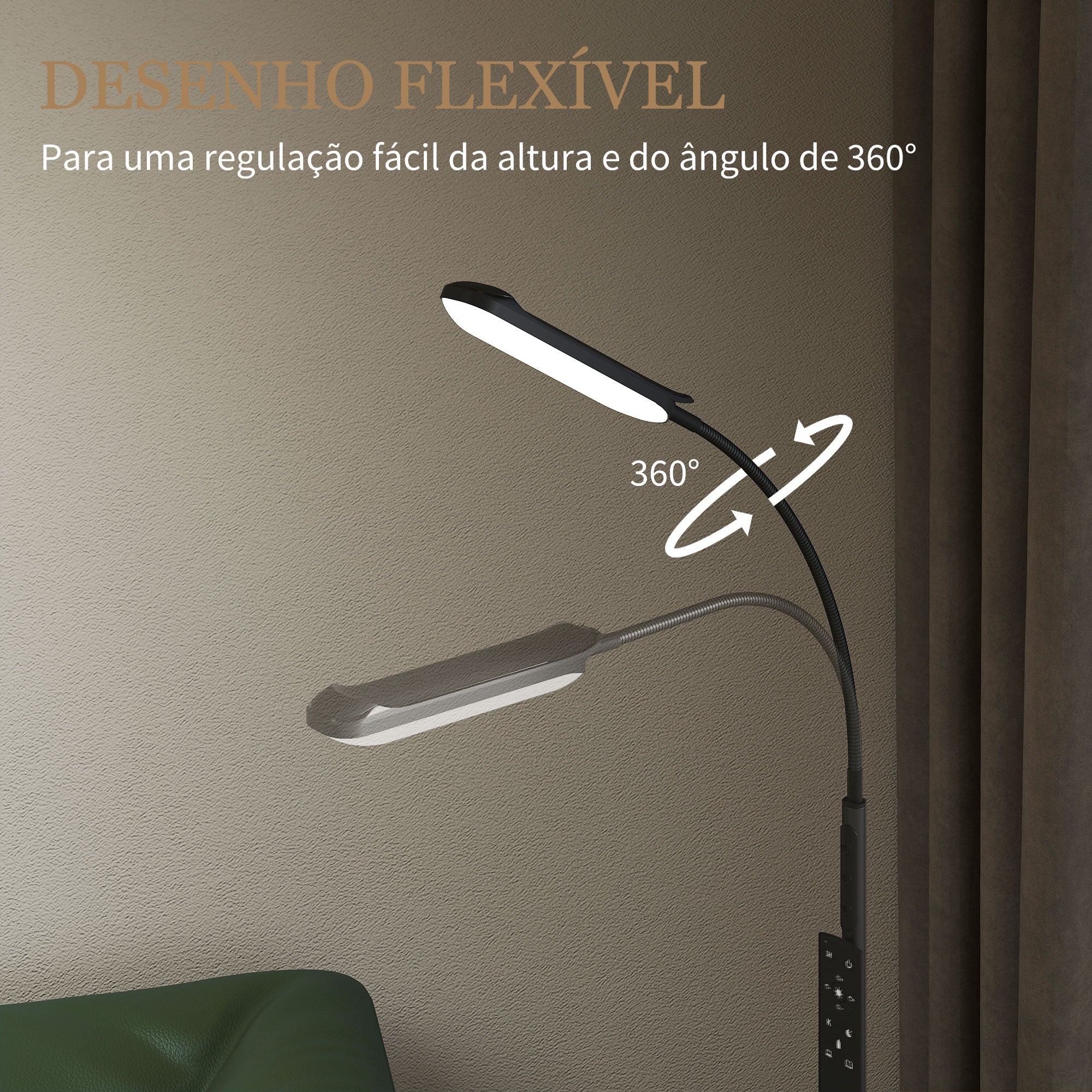 Candeeiro de Pé LED Regulável Ø22x175 cm - Cor Preto