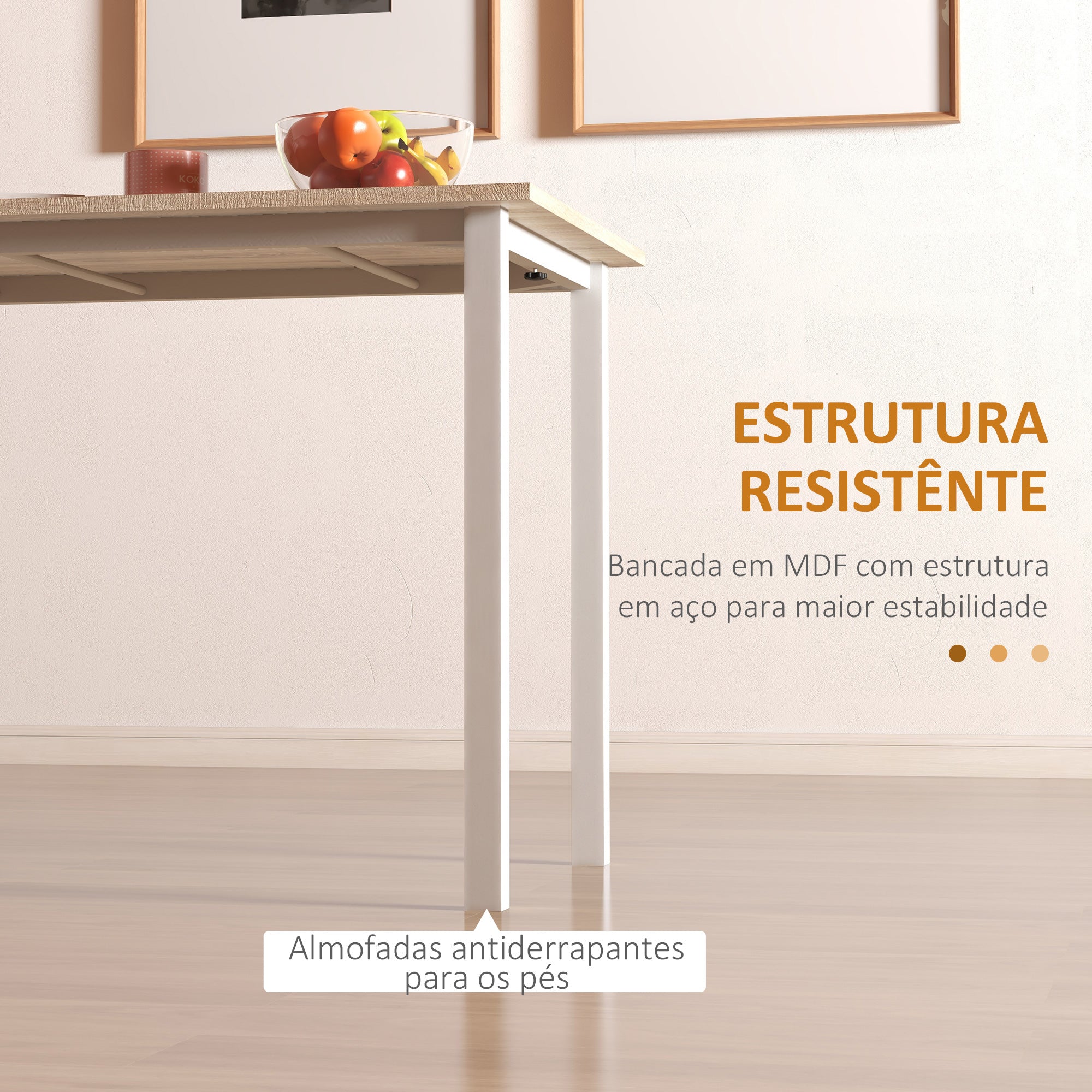 Mesa de Jantar Extensível 160x70x76 cm - Cor Natural