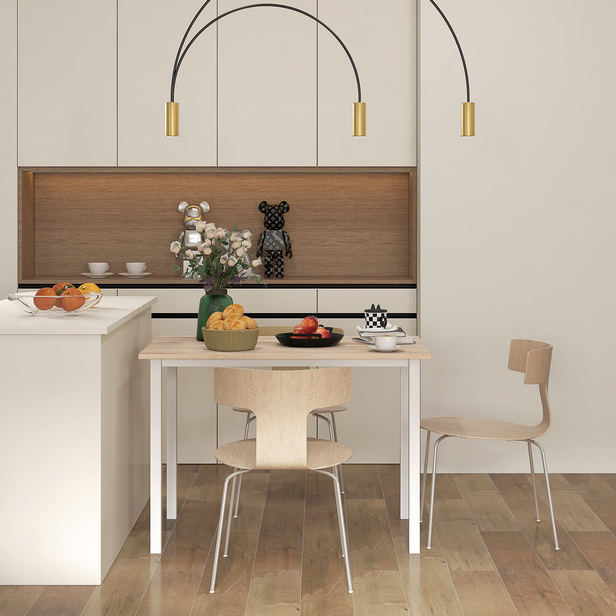 Mesa de Jantar Extensível 160x70x76 cm - Cor Natural