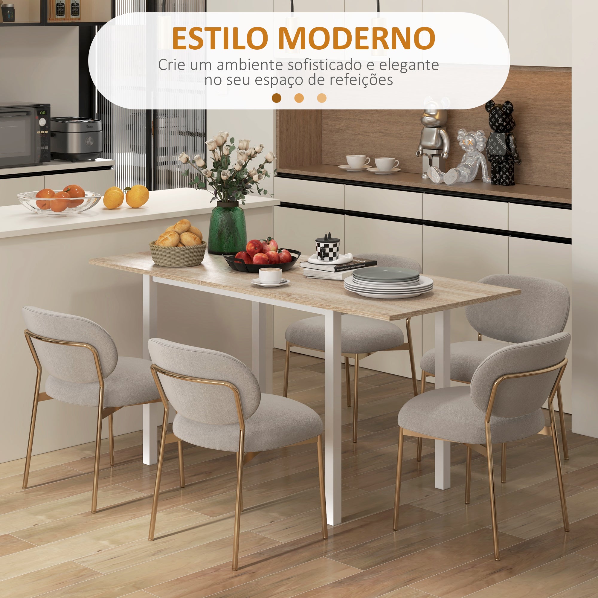 Mesa de Jantar Extensível 160x70x76 cm - Cor Natural