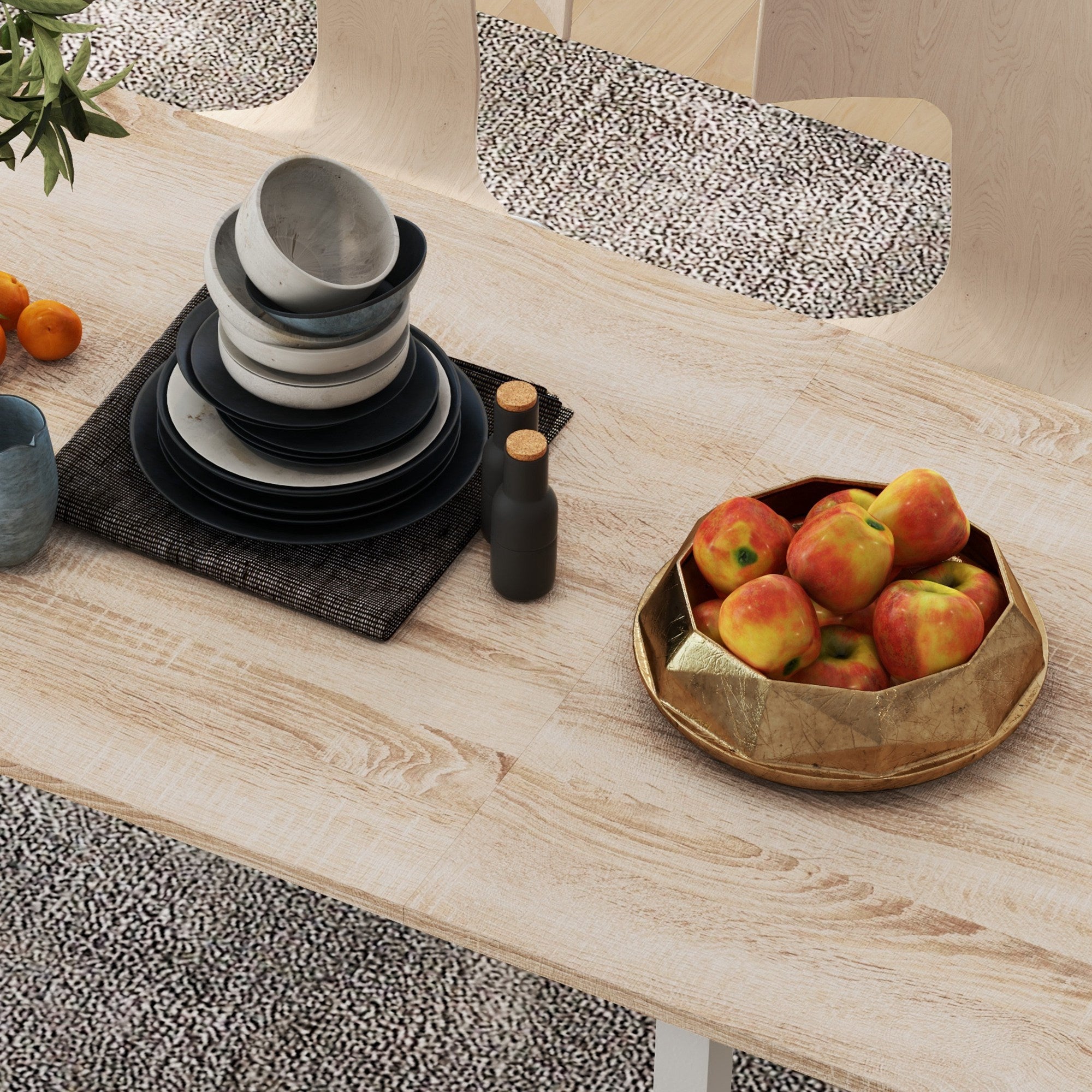 Mesa de Jantar Extensível 160x70x76 cm - Cor Natural