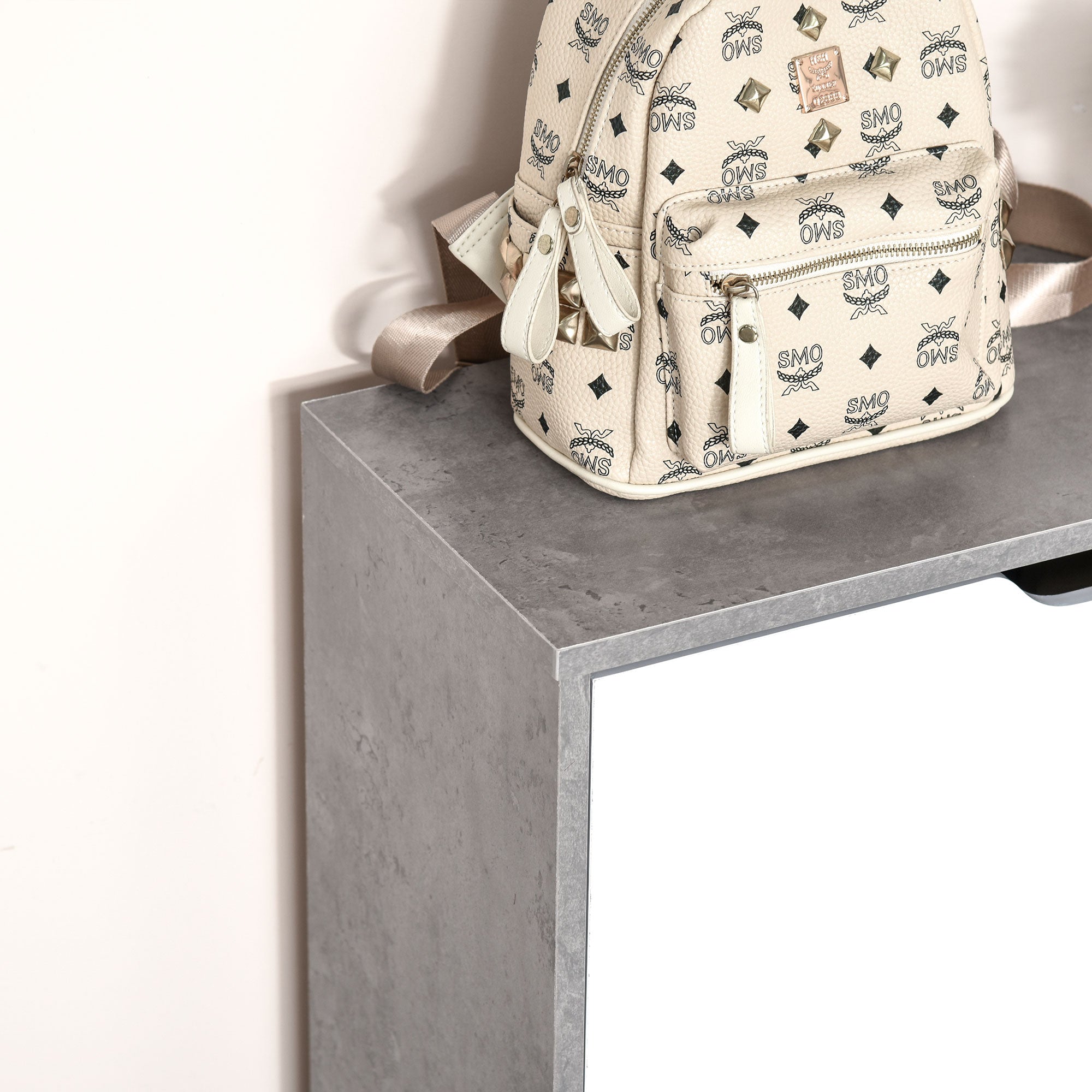 Sapateira Moderna Cinza e Branco 62,5x26x81 cm para 8 Pares de Sapatos