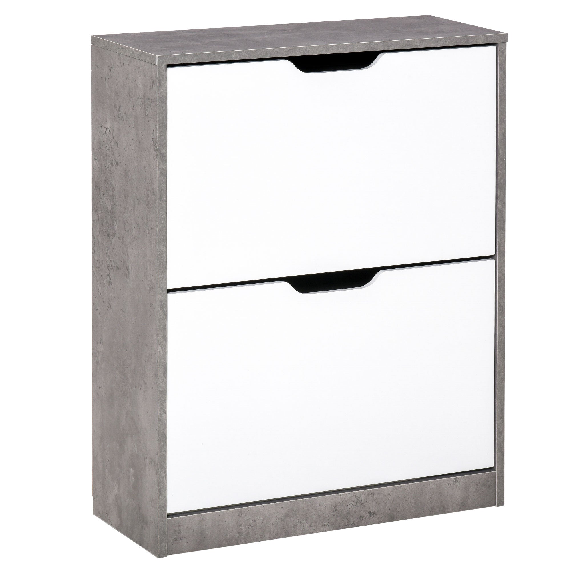 Sapateira Moderna Cinza e Branco 62,5x26x81 cm para 8 Pares de Sapatos