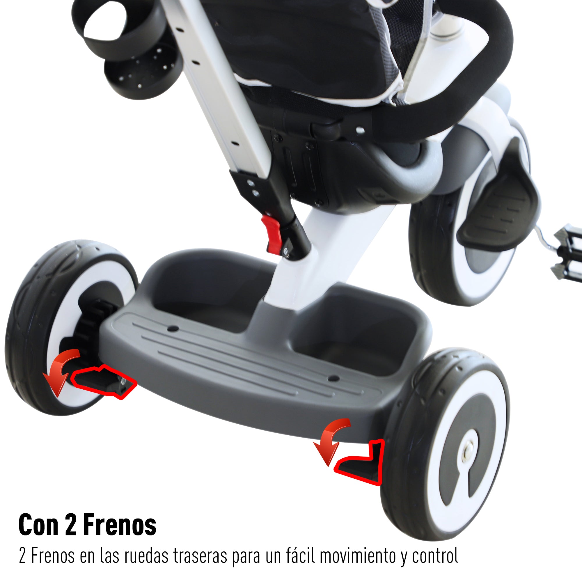 Triciclo 4 em 1 Evolutivo Cinzento 115x54x96 cm para Crianças +18 Meses