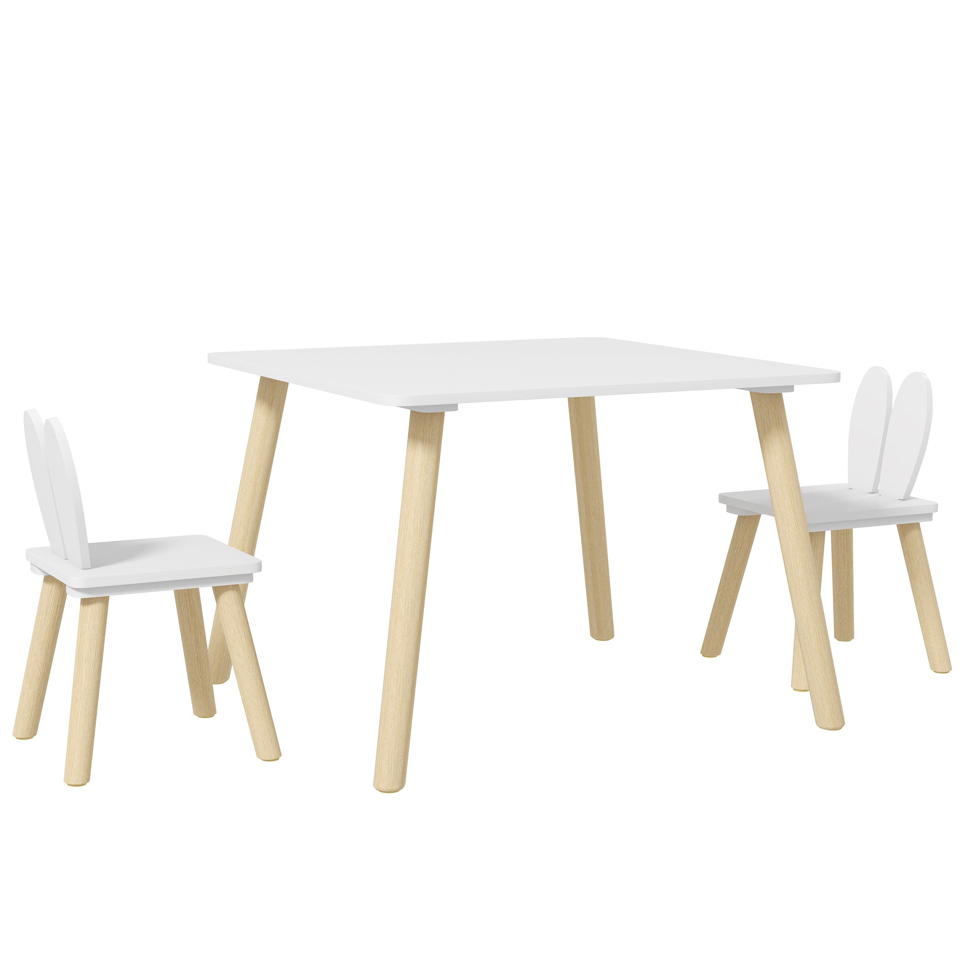 Conjunto de Mesa Infantil e 2 Cadeiras Branco 60x60x44 cm