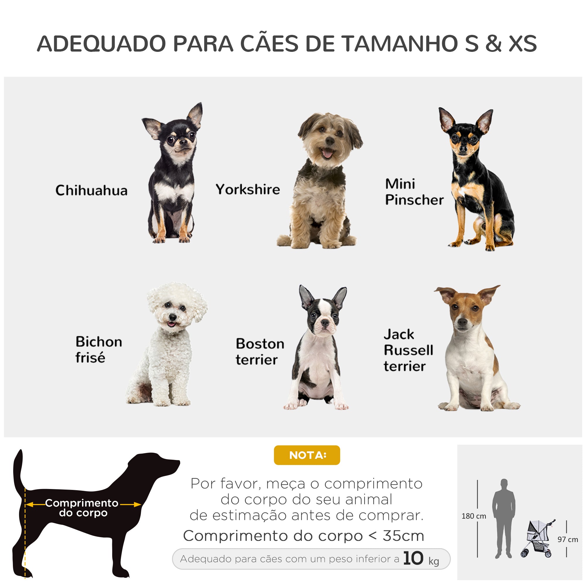 Carrinho de Passeio para Animais de Estimação 75x45x97cm Cinza