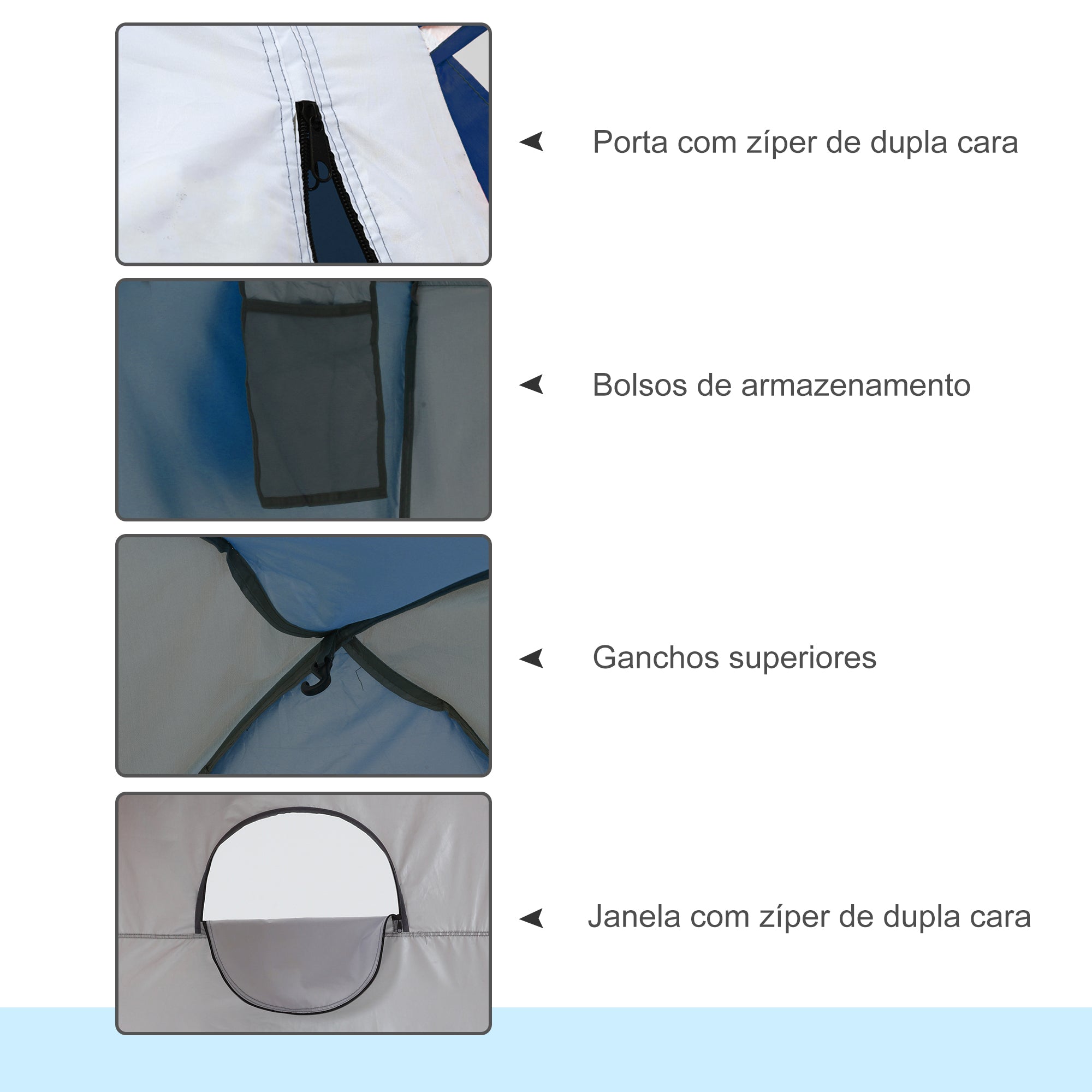 Tenda de Duche Portátil UV+25 Prateada e Azul 123x121x198 cm