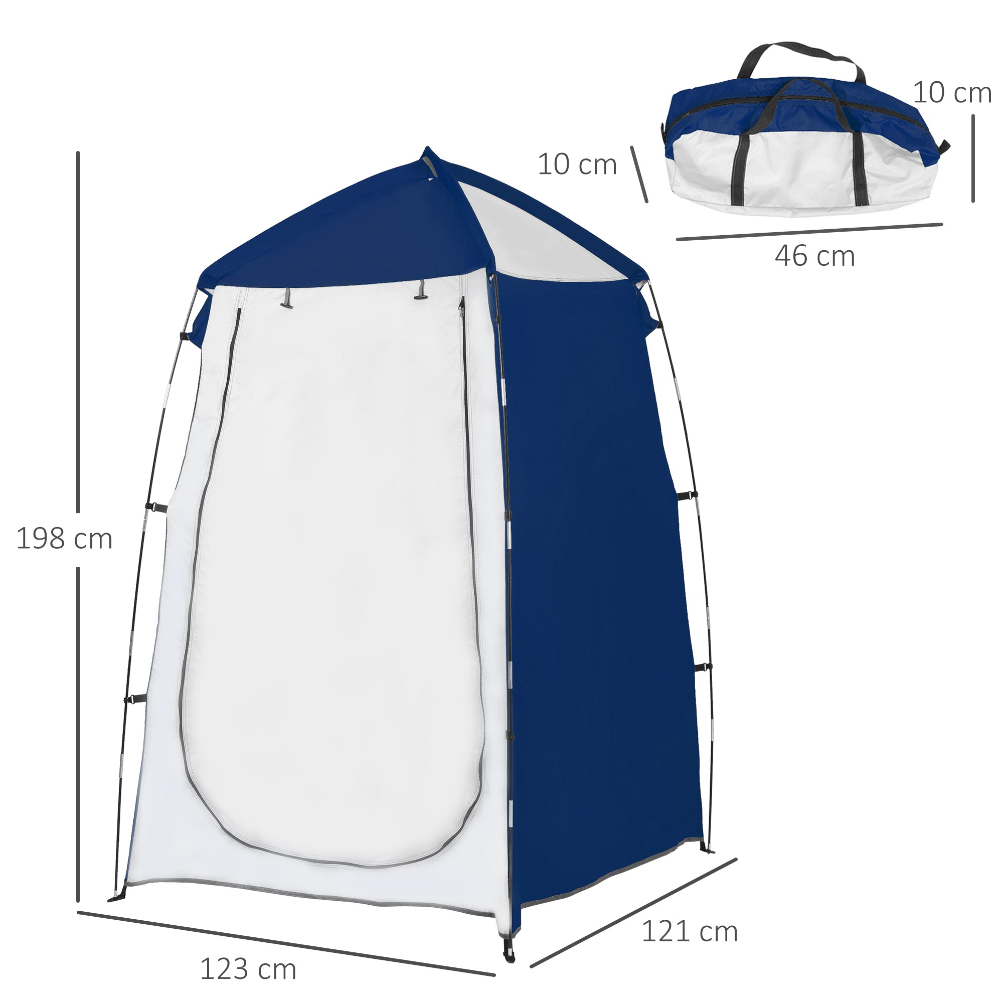 Tenda de Duche Portátil UV+25 Prateada e Azul 123x121x198 cm
