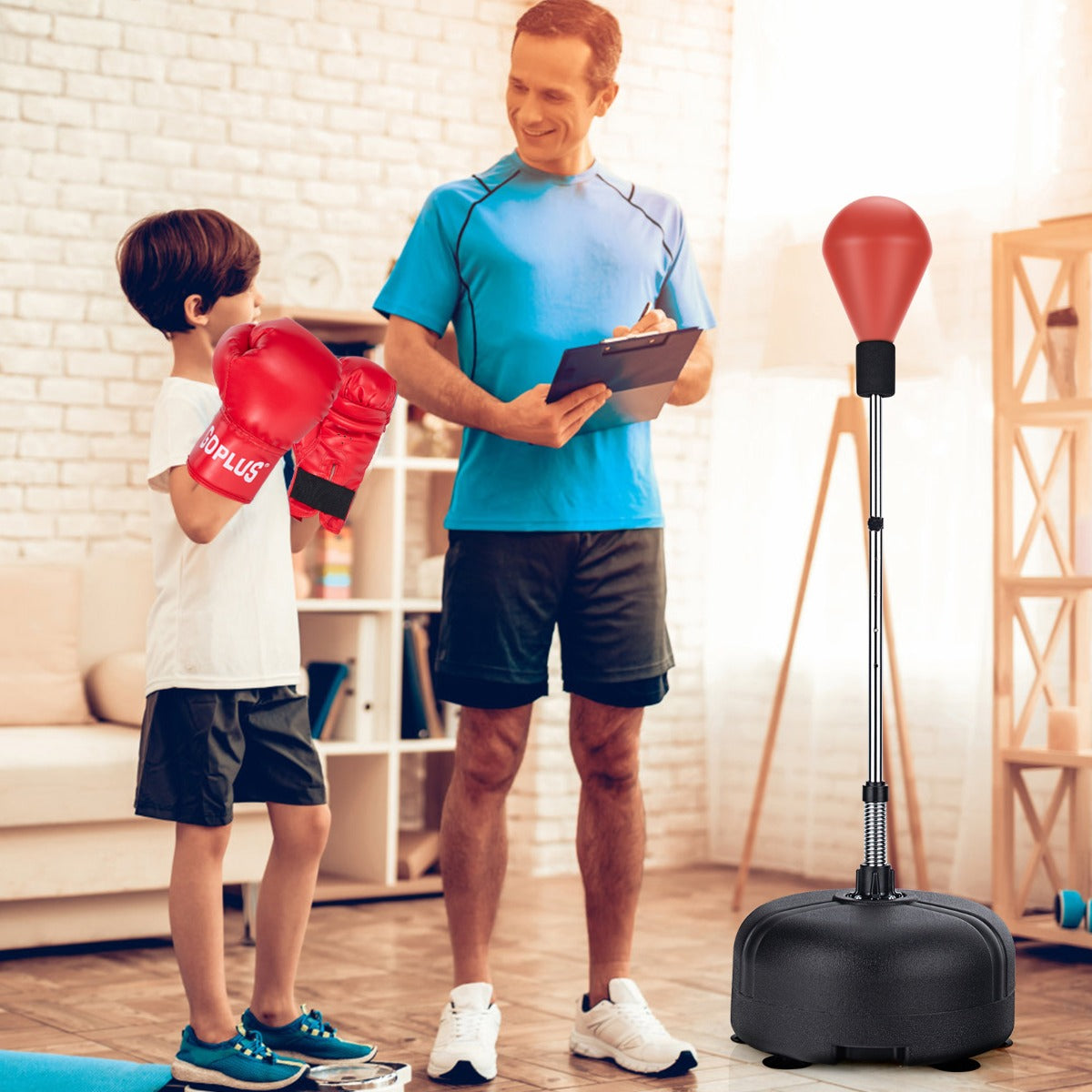 Saco de Boxe com Suporte – Altura Ajustável 140/146/152/158 cm – Vermelho – PU