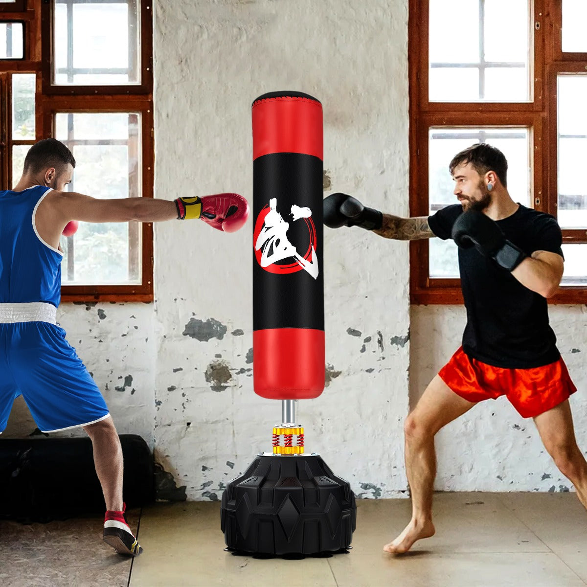 Saco de Boxe em Pé de 178 cm com Base Rellenável e 12 Ventosas - Adultos e Adolescentes
