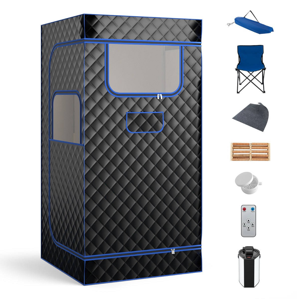 Sauna a Vapor Portátil com Caixa de Sauna Corporal Completa - Preto