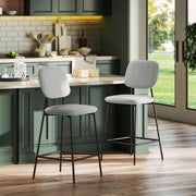 Bancos Altos de Cozinha em Veludo Cinza Claro 45x49x102 cm