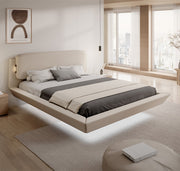 Cama de casal flutuante Diana com colchão cinza (160x200 cm)